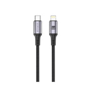 Levelo Otto USB-C to Lightning 30W Leather Cable, Tangle-Free, Fast Charging, Heat Resistant, 1.2m Cable Length - Black
