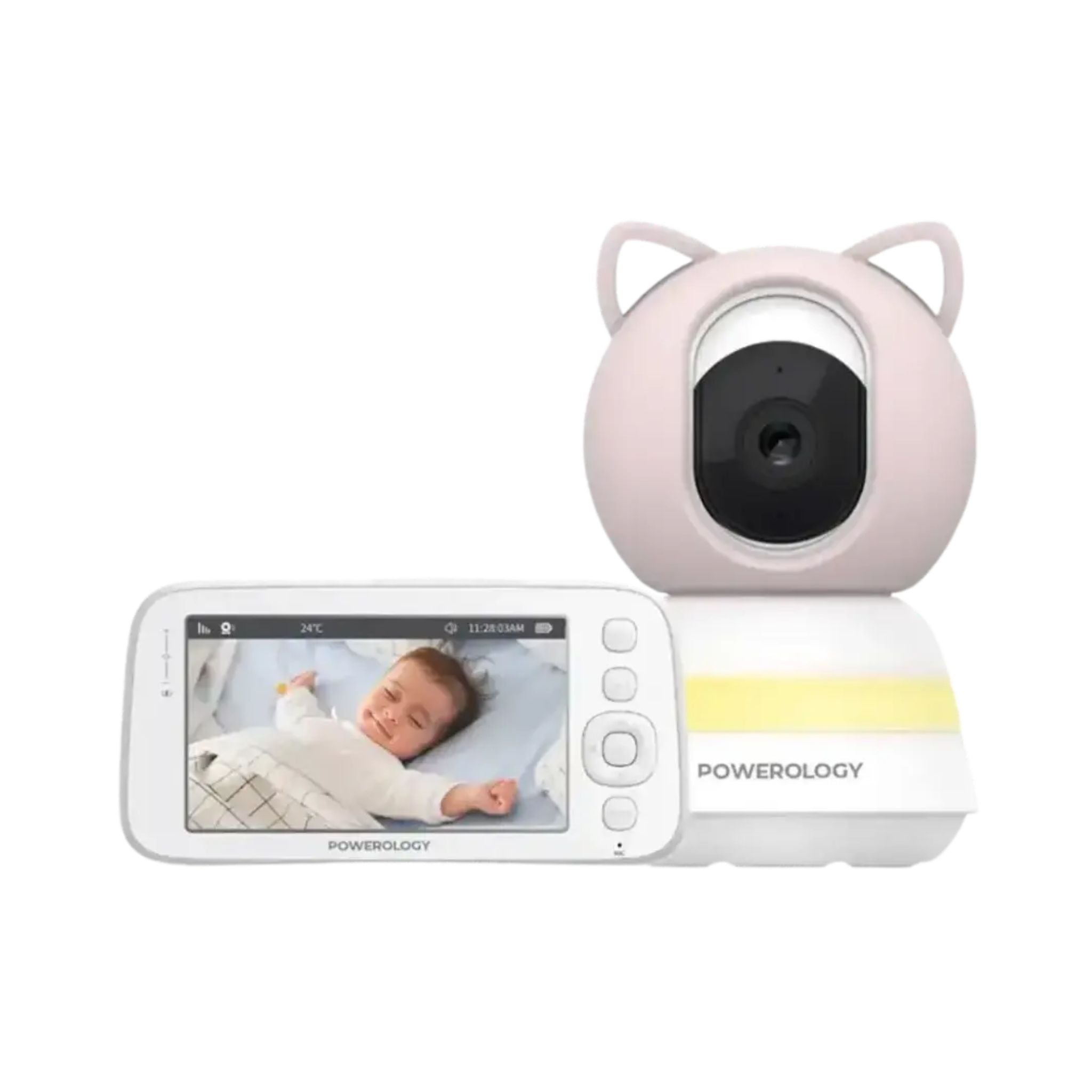 Powerology Monitor & App Baby Camera with 5" HD Display, 1080p Full HD Video, 2.4GHz Wi-Fi, AI Motion Tracking, Cry Detection, Two-Way Audio, Pan/Tilt/Zoom, Smart Night Vision, Temperature Alerts, Micro SD Support up to 256GB –Blue/Pink