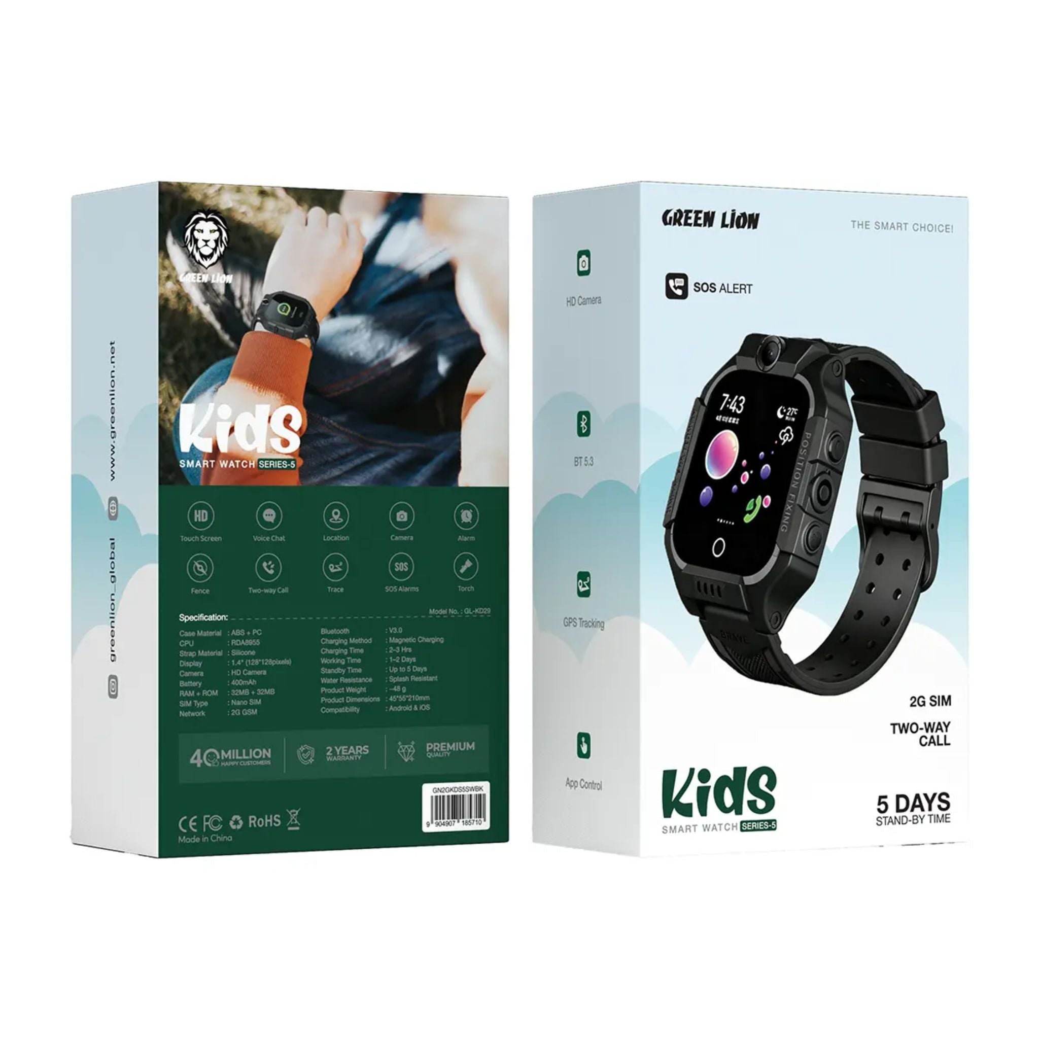 Green Lion Kids Smart Watch Series 5 - Black