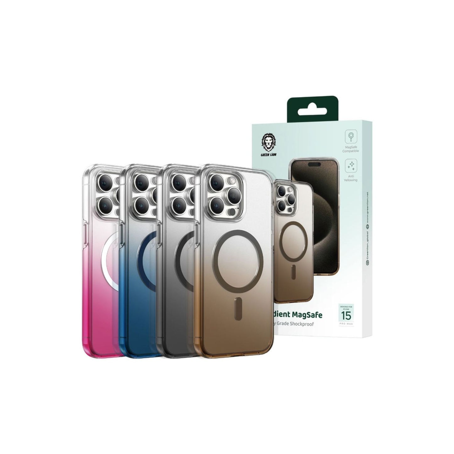 Green Lion Gradient Magsafe Case_iPhone 15 Pro Max and 15 Pro_Titanium