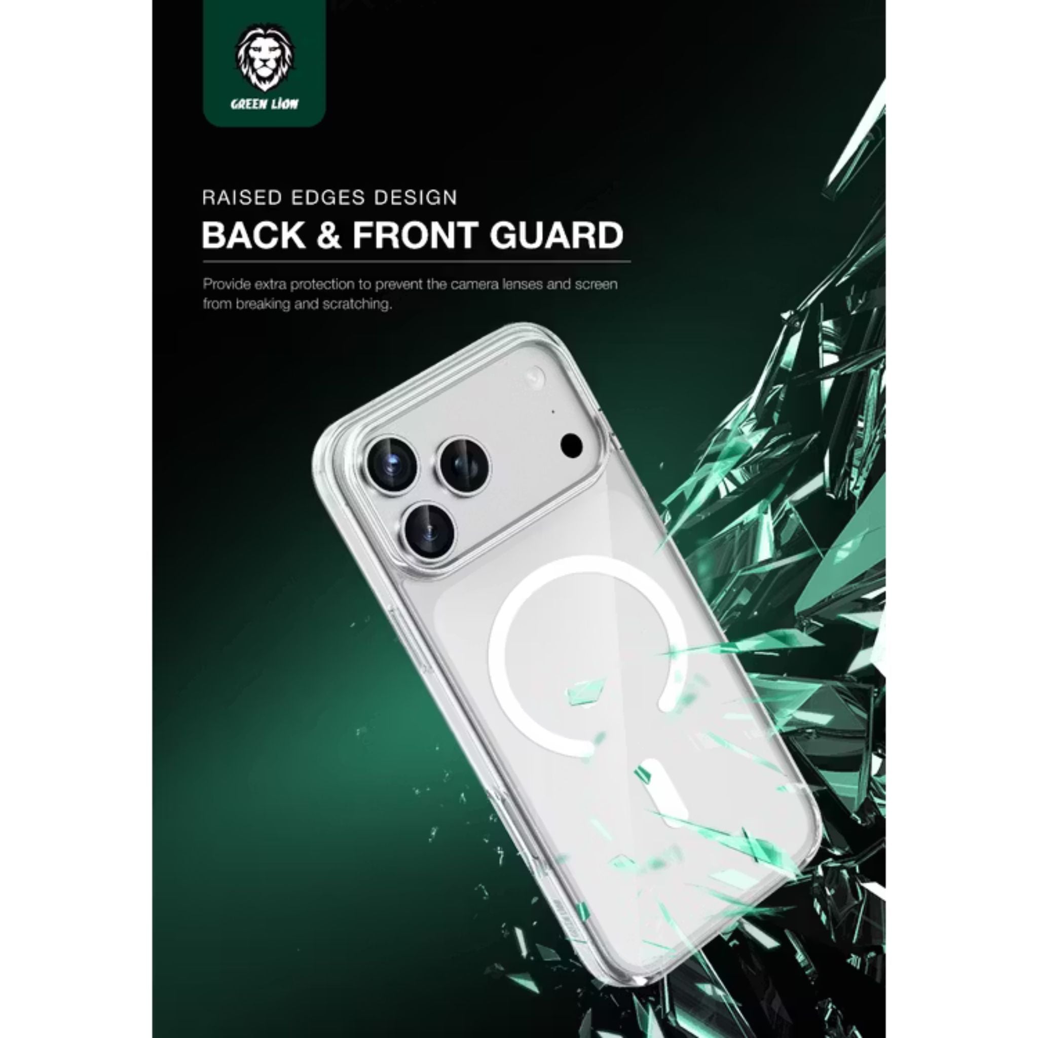 Green Lion MagSafe Crystal Clear Case for iPhone 17 Air, N52 Strong Magnets, Ultra HD Clarity, Camera Protection, Anti-Scratch, Ultra Drop Protection, Precise Cutouts, Military-Level Protection - Clear