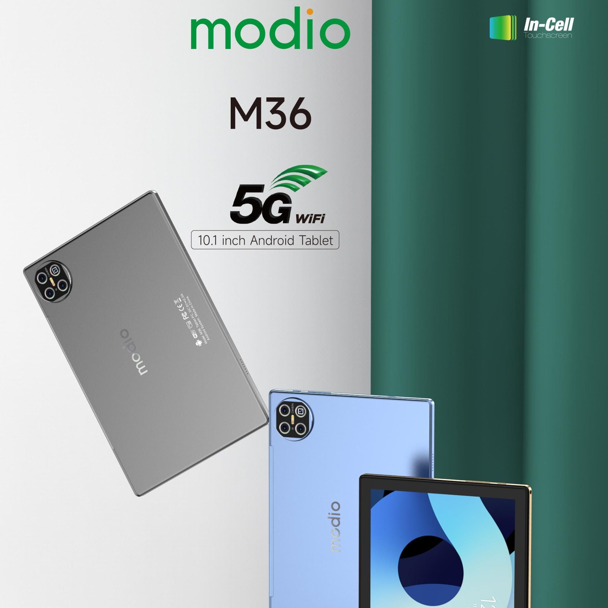 Modio M36 Tablet With 10.1 Inch Screen Dual SIM Grey, 12GB RAM 512GB 5G - Middle East Version With Gift