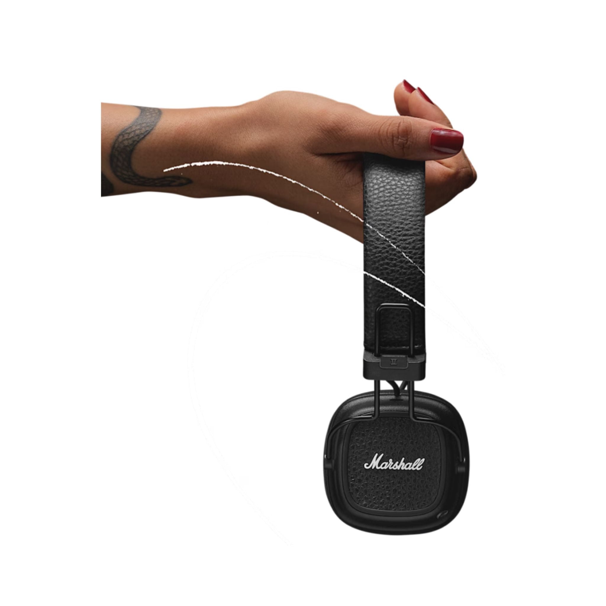 Marshall Major V Wireless On-Ear Headphones with Rugged & Foldable Design, Wireless Charging, 3 Hours Charging Time, Customizable M-Button, Bluetooth Version 5.3, Up to 100 Hours Play Time - Black