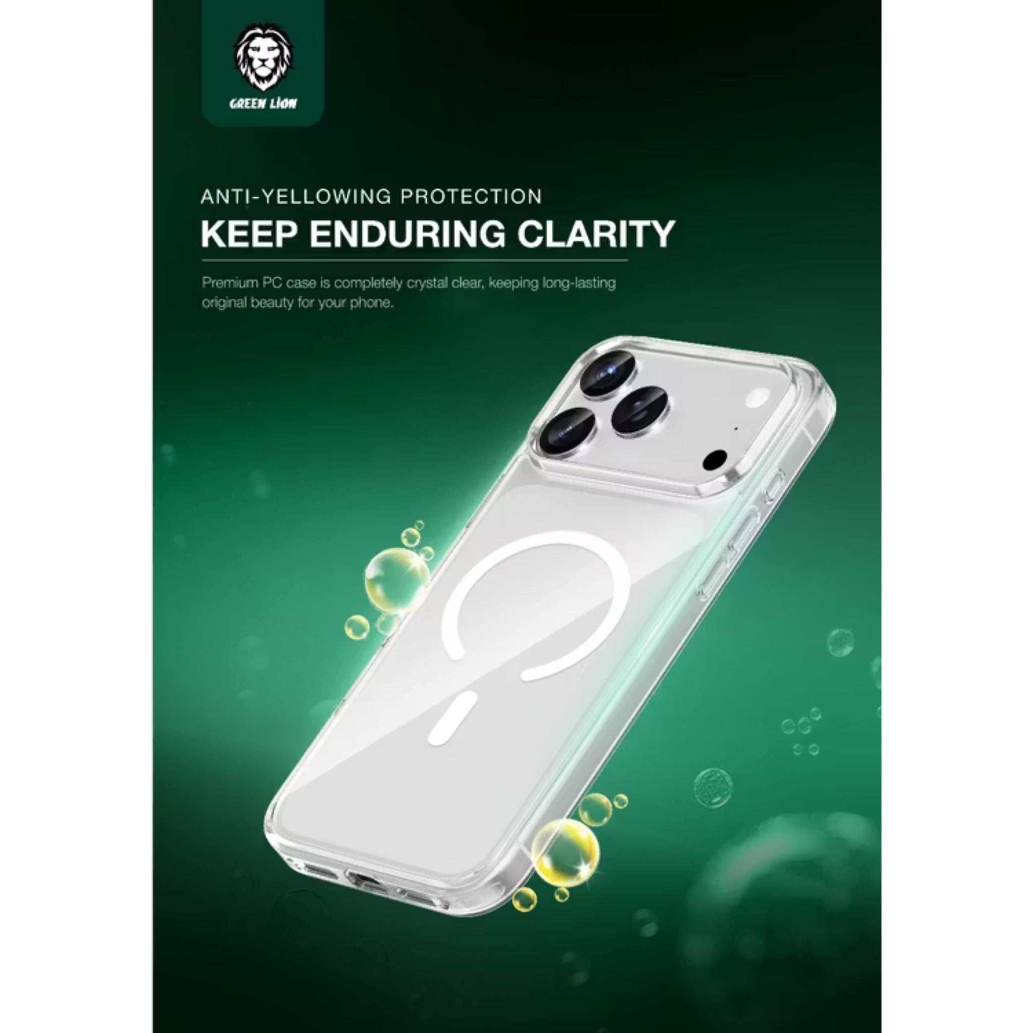 Green Lion MagSafe Crystal Clear Case for iPhone 17 Air, N52 Strong Magnets, Ultra HD Clarity, Camera Protection, Anti-Scratch, Ultra Drop Protection, Precise Cutouts, Military-Level Protection - Clear