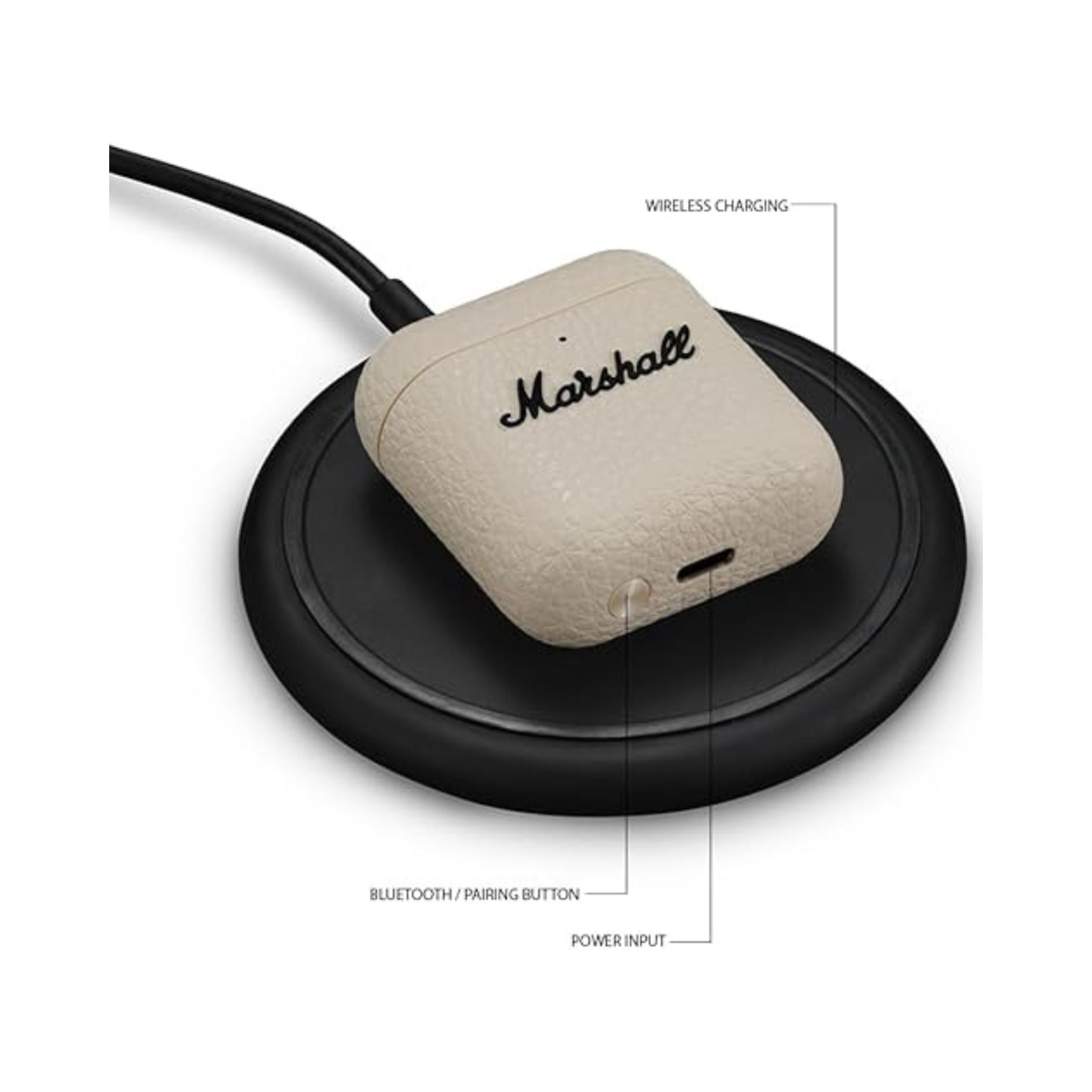 Marshall Minor IV Wireless Earbuds with Active Noise Cancellation, Waterproof, 12mm Driver Size, Bluetooth Version 5.3, Up to 30 Hours Playtime, Touch Control- Cream