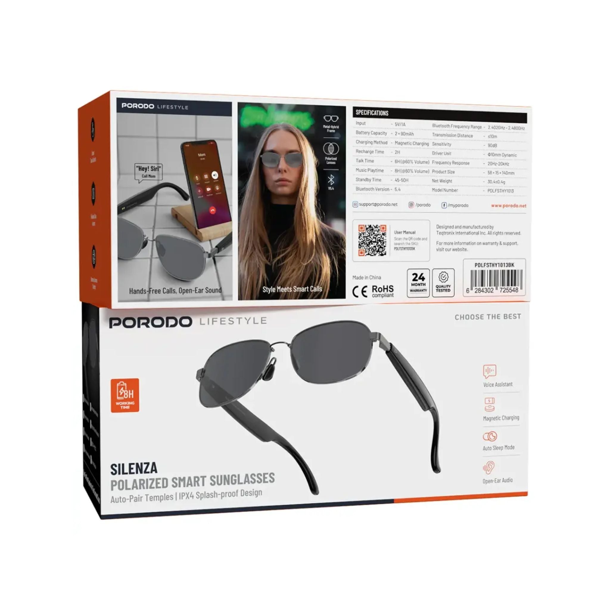 Porodo Lifestyle Silenza Polarized Smart Sunglasses - Black