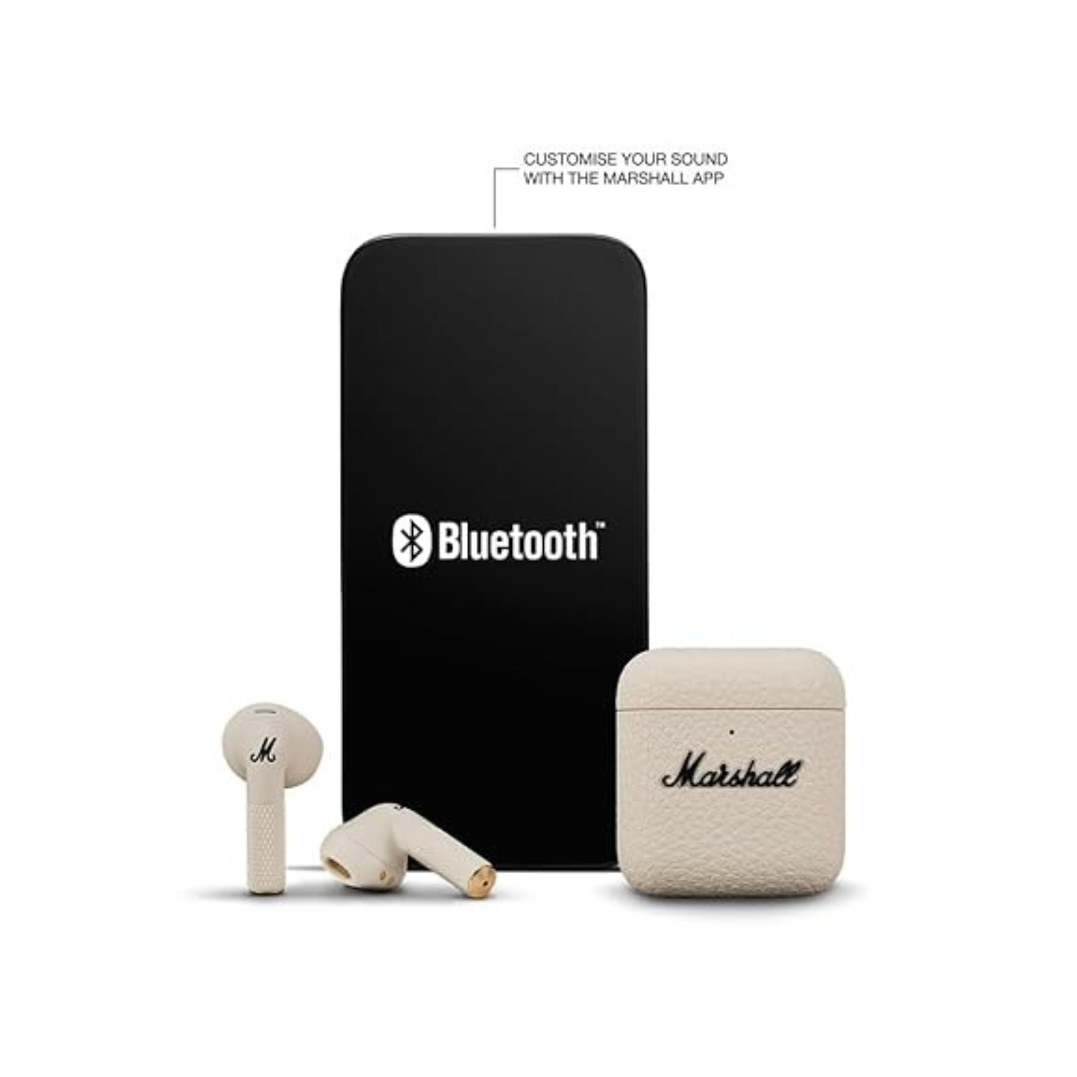 Marshall Minor IV Wireless Earbuds with Active Noise Cancellation, Waterproof, 12mm Driver Size, Bluetooth Version 5.3, Up to 30 Hours Playtime, Touch Control- Cream