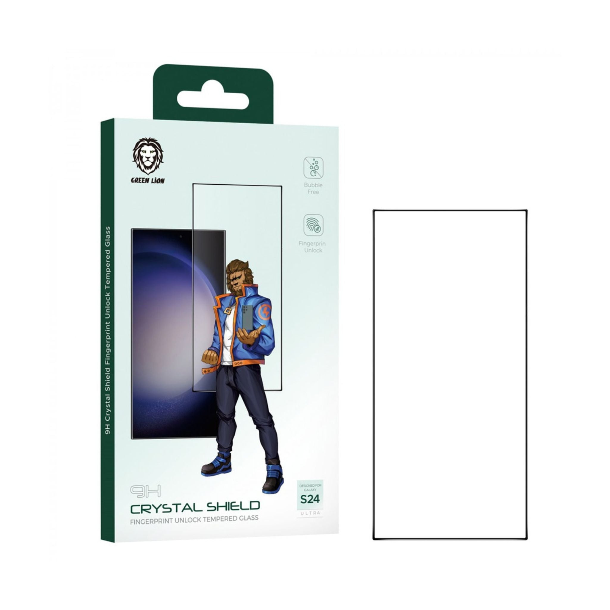 Green Lion S24 9H High Definition Finger Print Unlock Tempered Glass-Clear