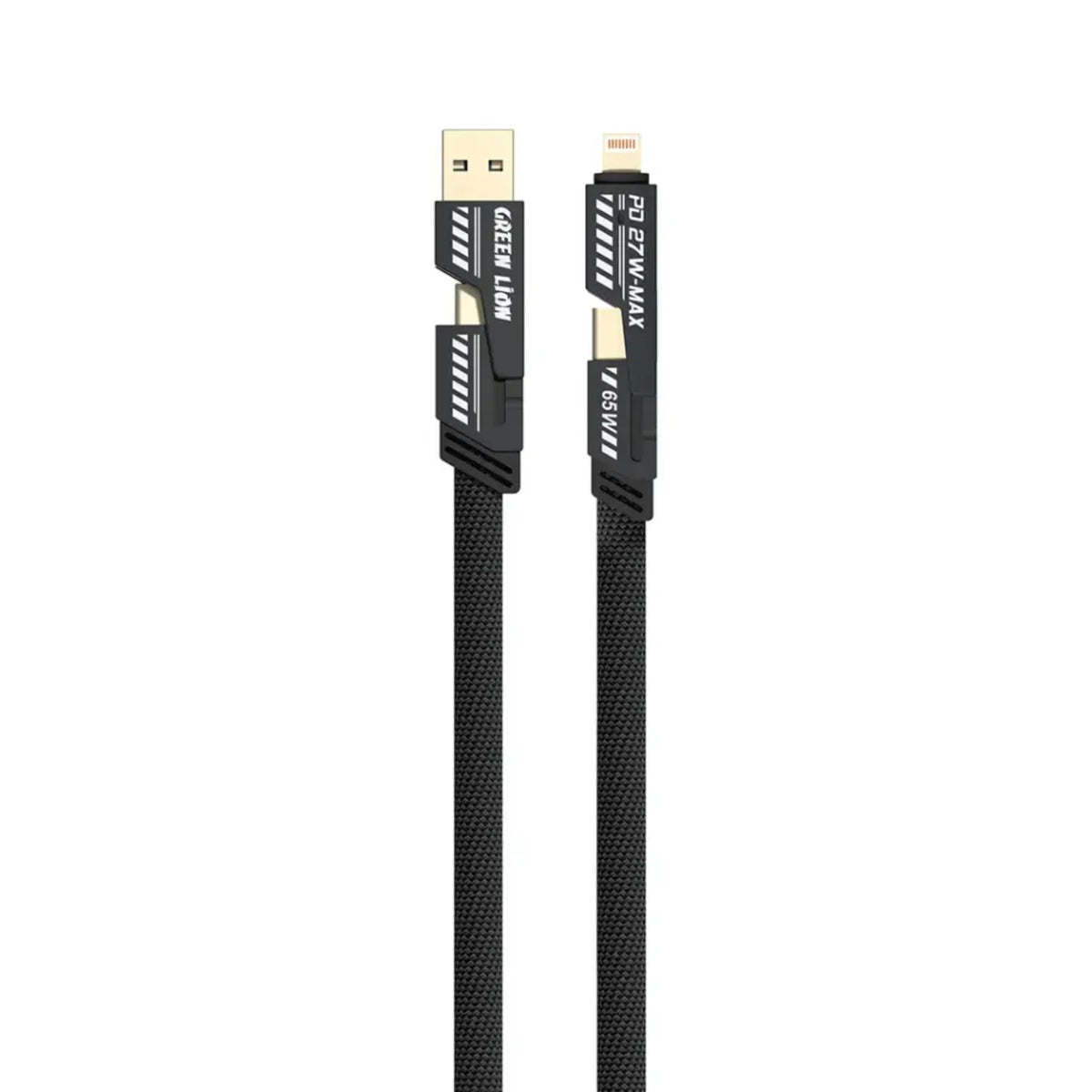 Green Lion 2-In-2 Braided Fast Charging Cable - Black