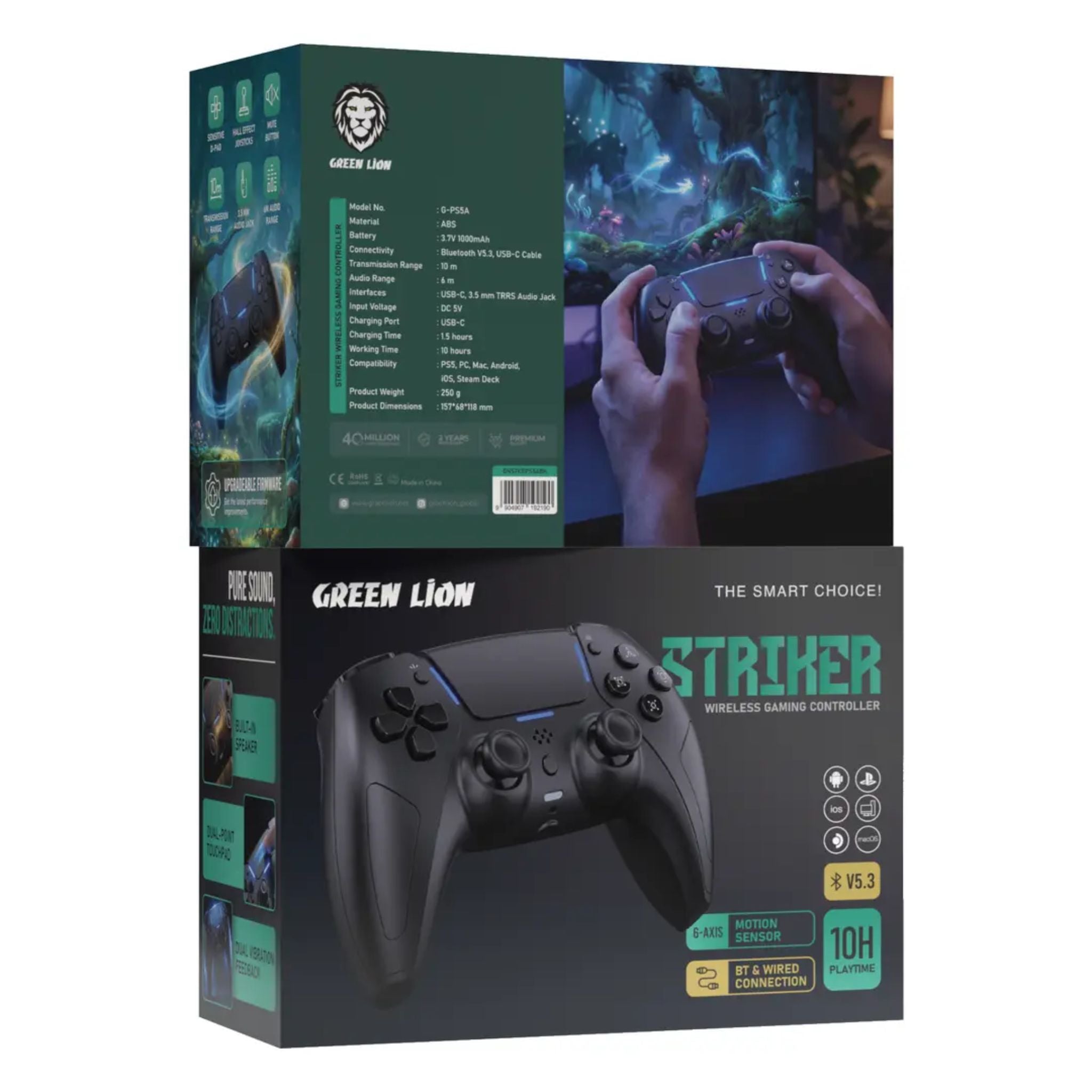 Green Lion Striker Wireless Gaming Controller - Black