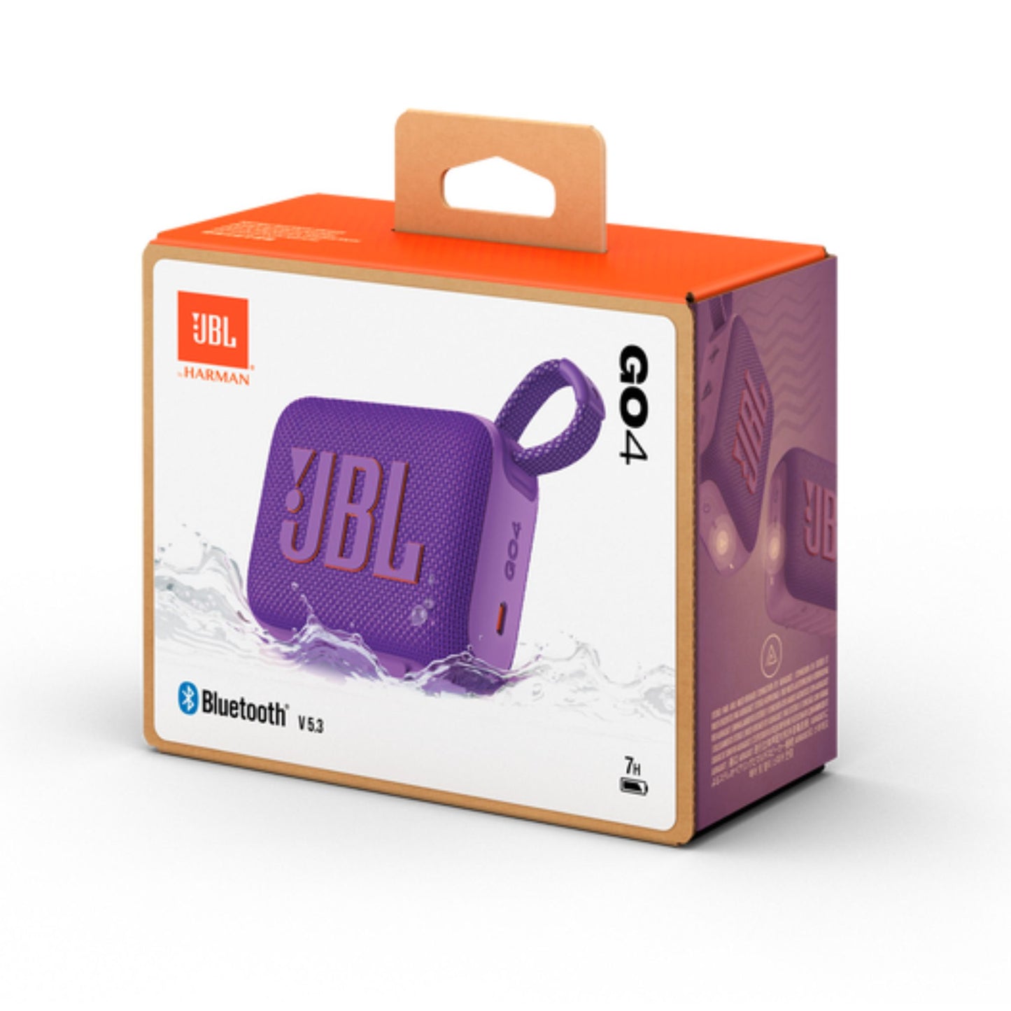 JBL Go4 Portable Wireless Speaker, 7 Hours Music Play Time, Water Proof & Dust Proof, Bluetooth Version 5.3, Rechargeable Battery, Vibrant Color Options, JBL Pro Sound - Purple