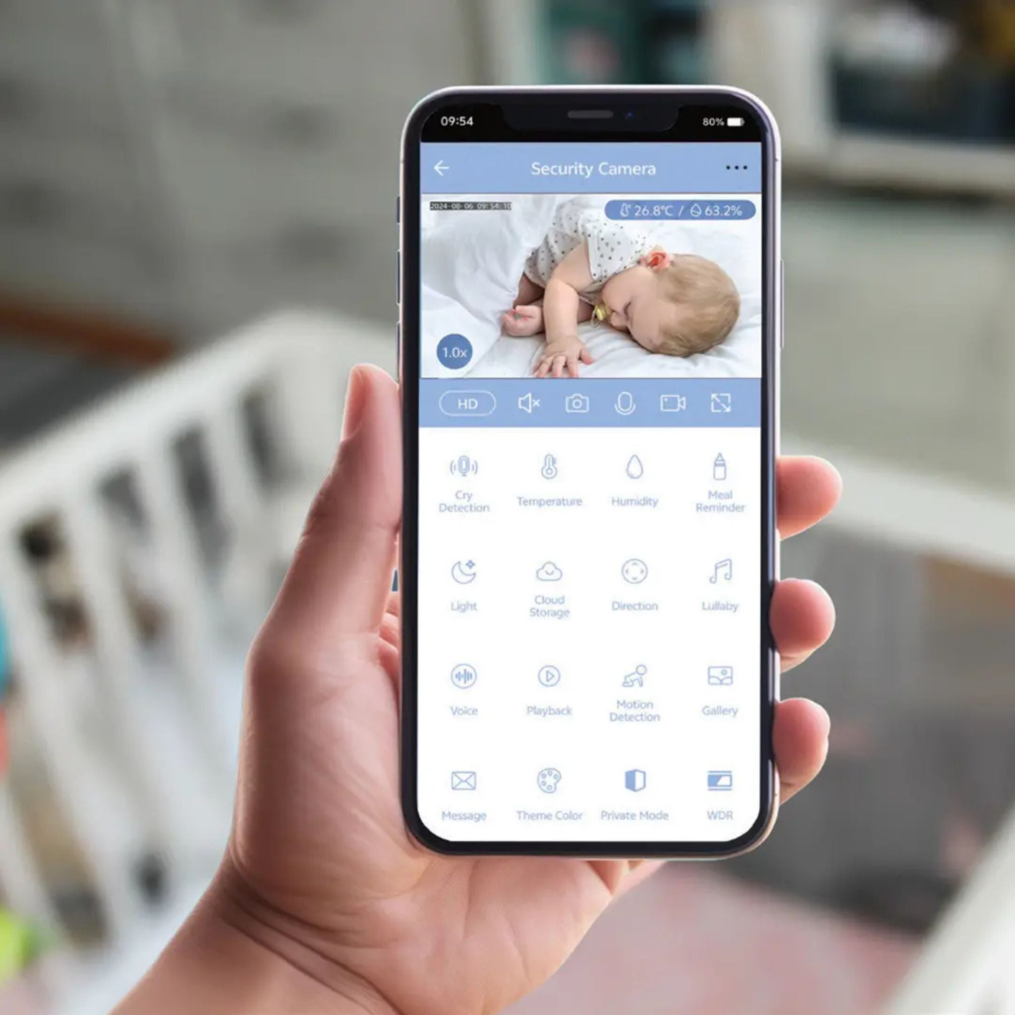 Powerology Monitor & App Baby Camera with 5" HD Display, 1080p Full HD Video, 2.4GHz Wi-Fi, AI Motion Tracking, Cry Detection, Two-Way Audio, Pan/Tilt/Zoom, Smart Night Vision, Temperature Alerts, Micro SD Support up to 256GB –Blue/Pink