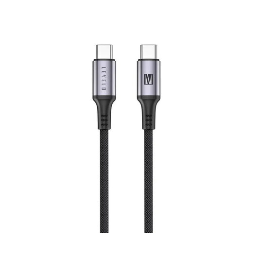 Levelo Otto USB-C to Type-C 60W Leather Cable, Tangle-Free, Fast Charging, Heat Resistant, 1.2m Cable Length - Black