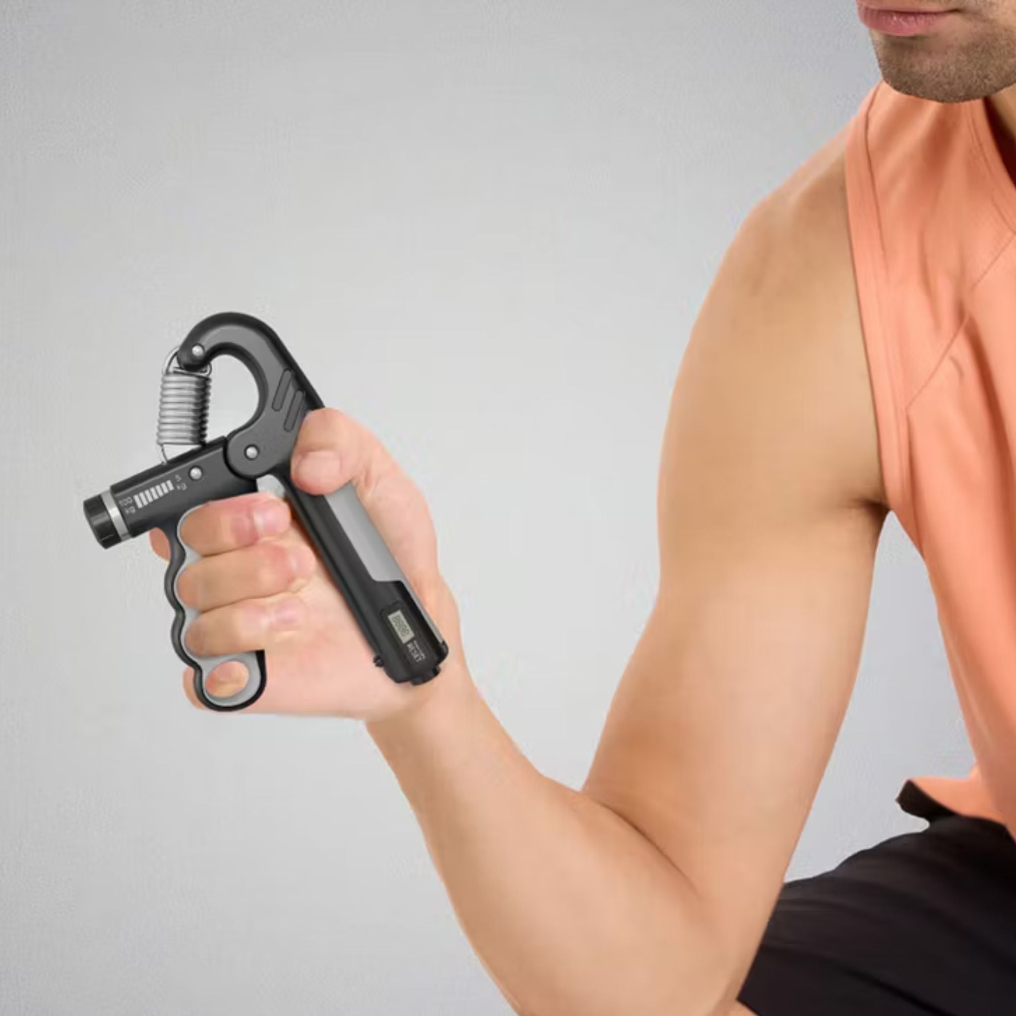 Green Lion Grip Master Hand Grip Strengthener with 5-100kg Resistance Range, Tracking Motivation, Rotary Knob Adjustment, High-Tension Spring, Portable & Durable - Black