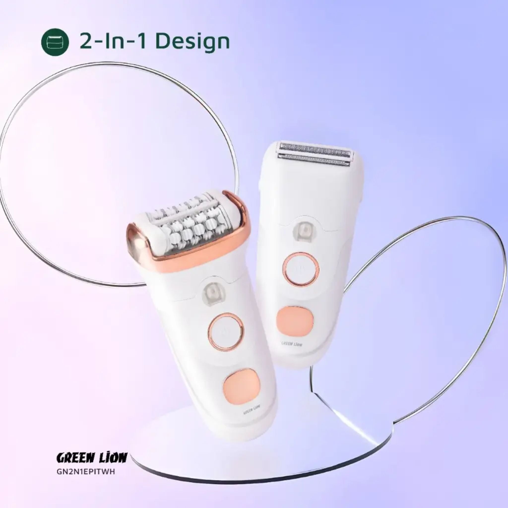 Green Lion 2 in 1 Epilator Shave, Trim, Epilate - White