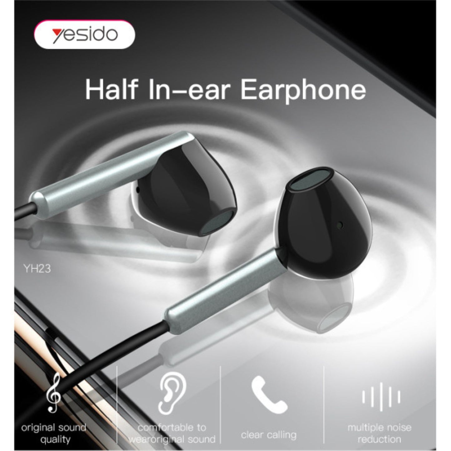 YESIDO YH23 Hot Selling 3.5mm Wired With Built-in Mic And Remote Control Earbuds Earphone