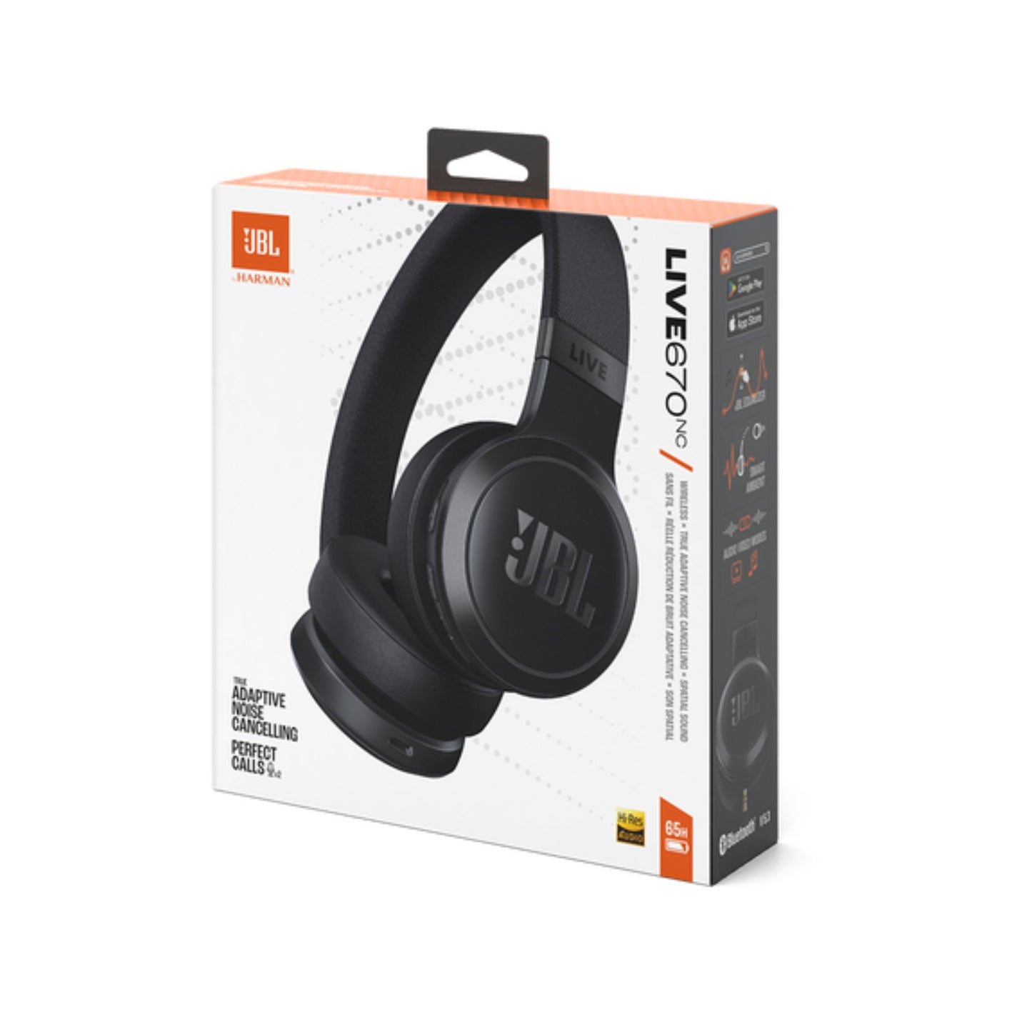 JBL LIVE 670NC Wireless On-Ear Headphones with True Adaptive Noise Cancelling Wireless Over-Ear Headphones, Pure Bass Sound, Smart Ambient, Bluetooth 5.3, Le Audio, VoiceAware, 64H Battery_ Black