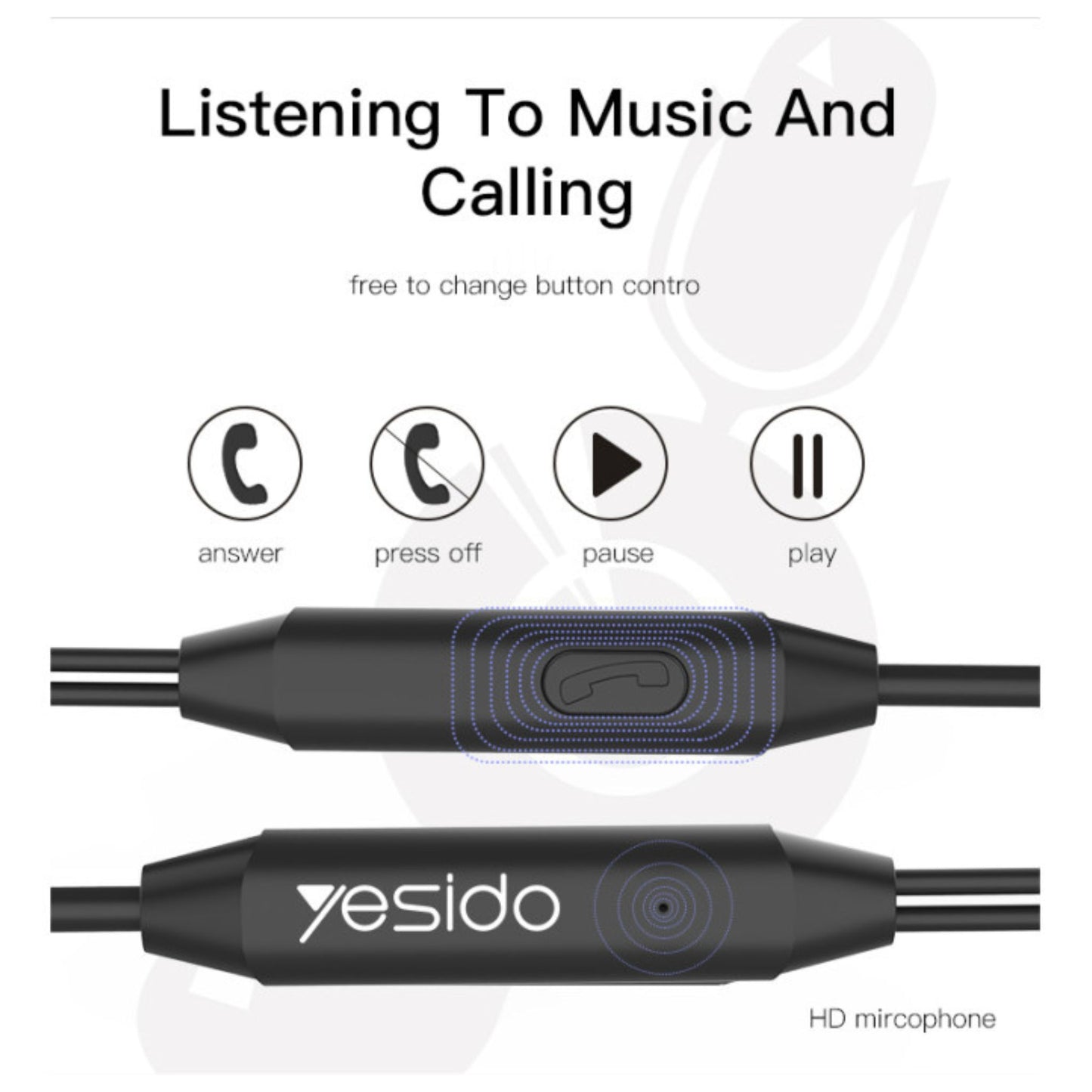 YESIDO YH23 Hot Selling 3.5mm Wired With Built-in Mic And Remote Control Earbuds Earphone