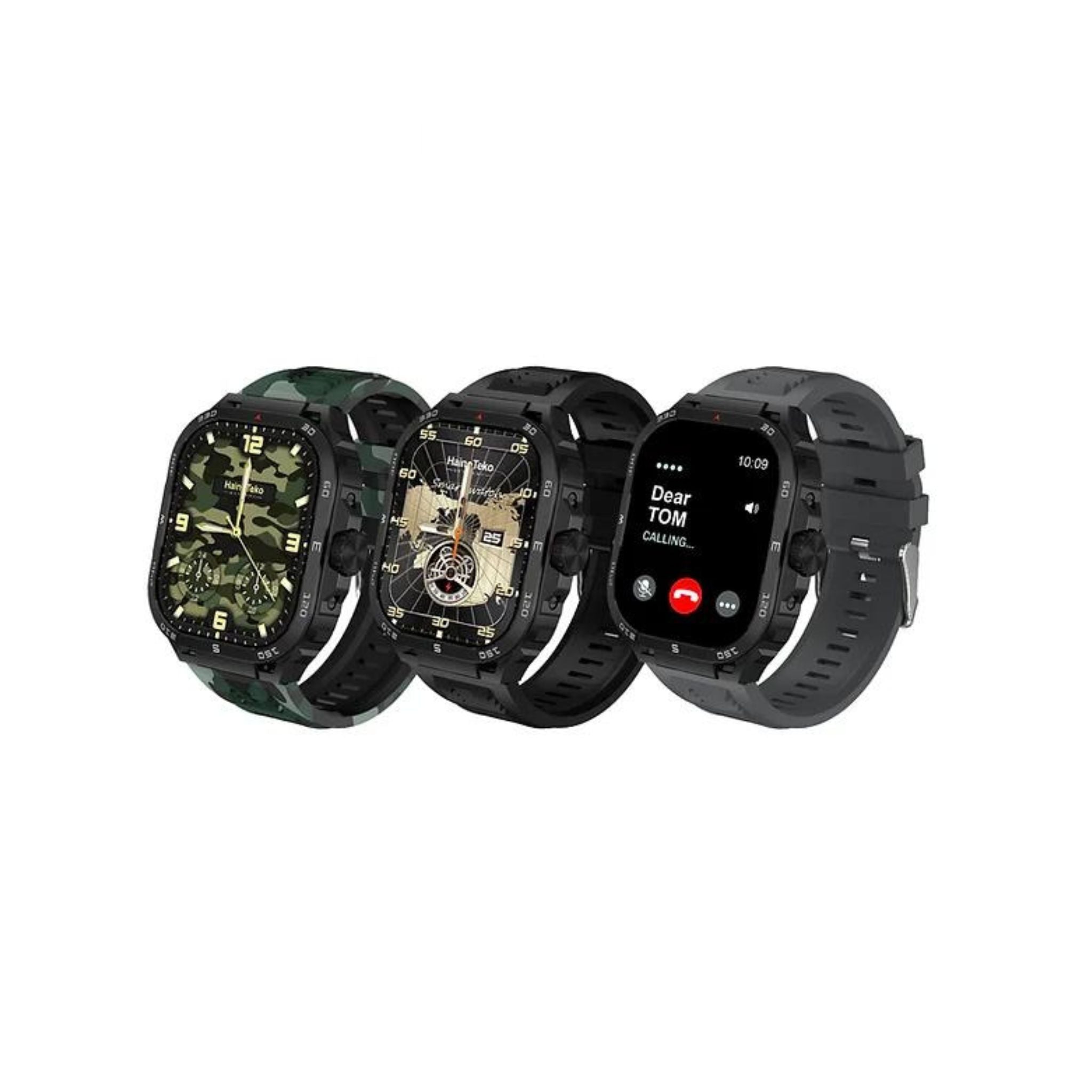 Haino Teko Germany SQ2 AMOLED Display Smart Watch With 3 Pair Strap and Wireless Charger for Gents and Boys_Black