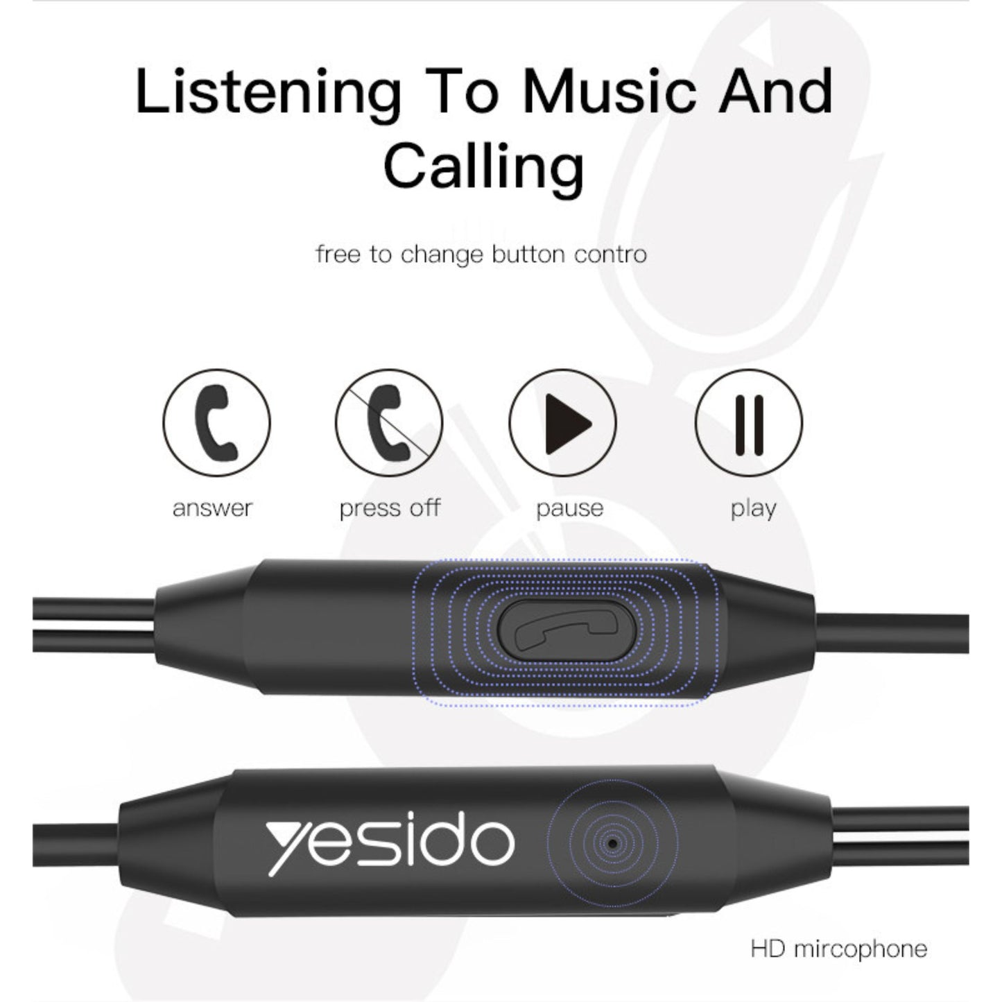 YESIDO YH23 Hot Selling 3.5mm Wired With Built-in Mic And Remote Control Earbuds Earphone