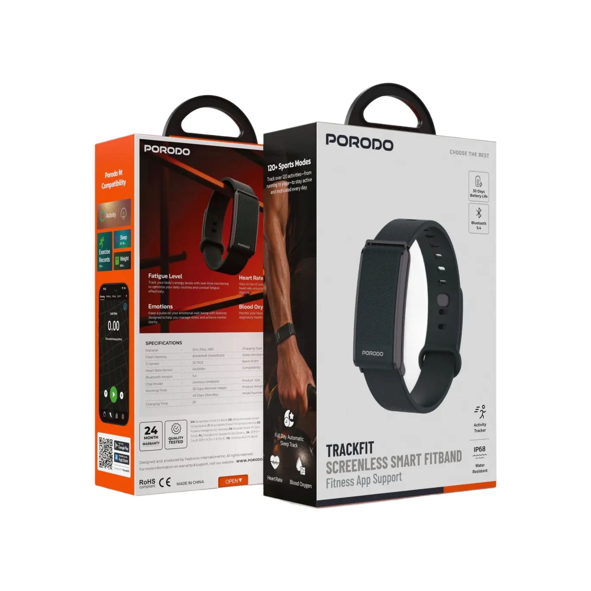 Porodo Trackfit Screenless Smart Fitband with Fitness App Support - Green