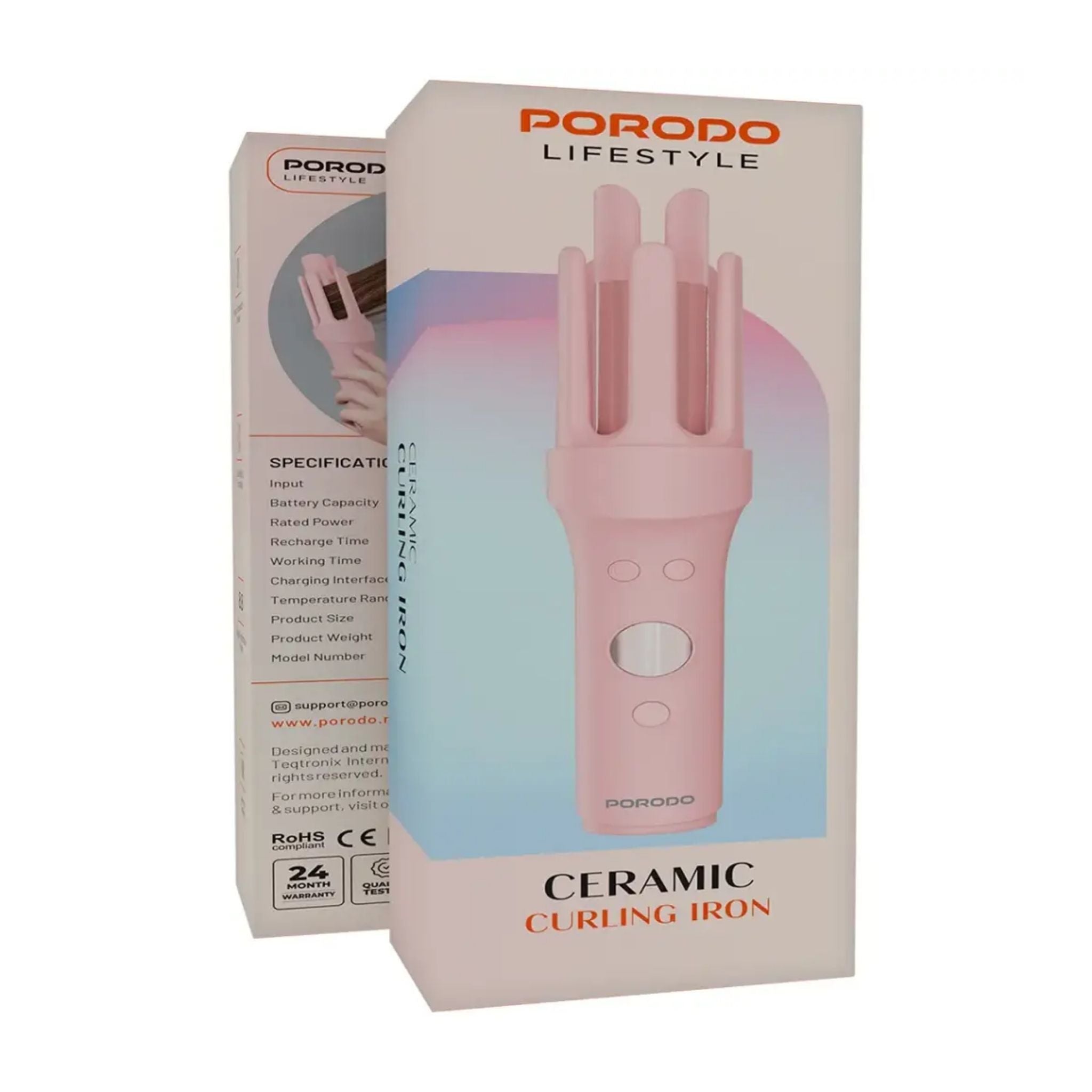 Porodo Lifestyle Ceramic Curling Iron - Pink