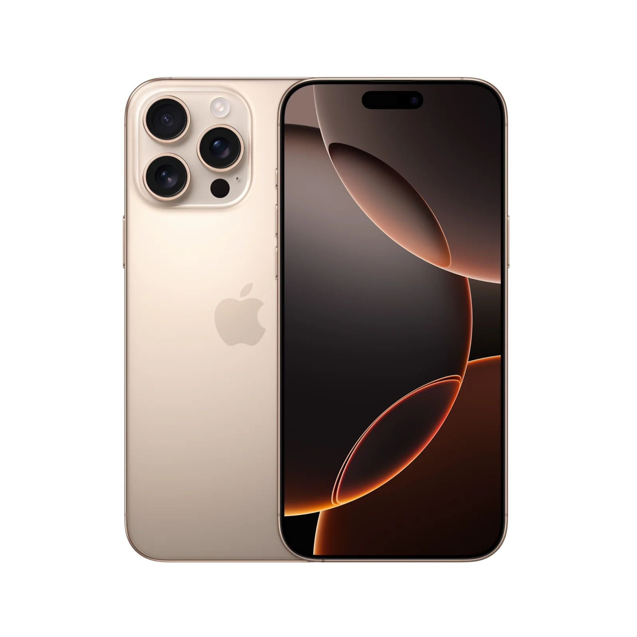 Gold iPhone with Apple logo on a white background