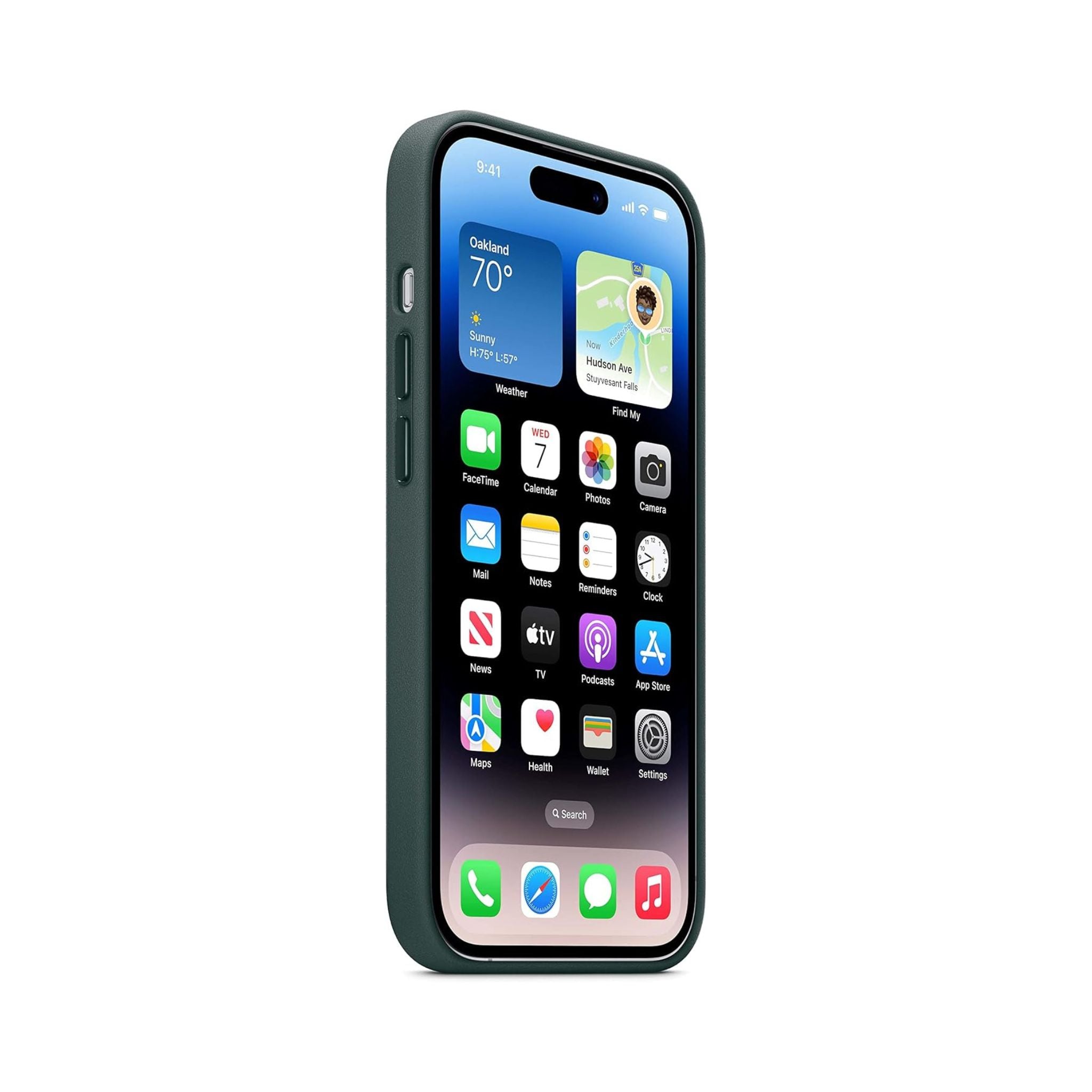 Apple iPhone 14 Leather Case Magsafe- Forest Green