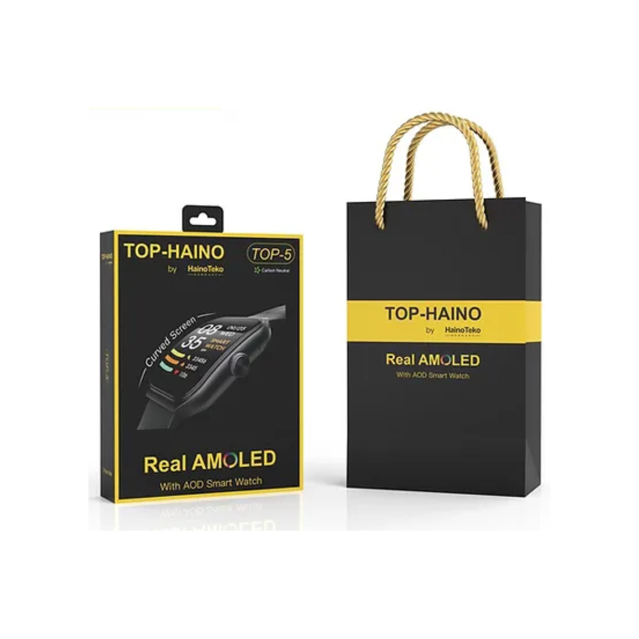 Premium Haino Teko Germany Top 5_Amolded Smartwatches_3 Pairs Strap-Black