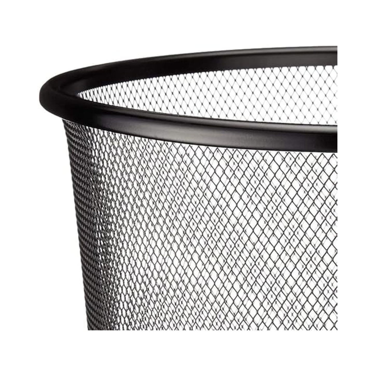 Henlee Metal Mesh Wastebasket Trash Can Simplicity Dustbin Household Cleaning Tools Black,Medium