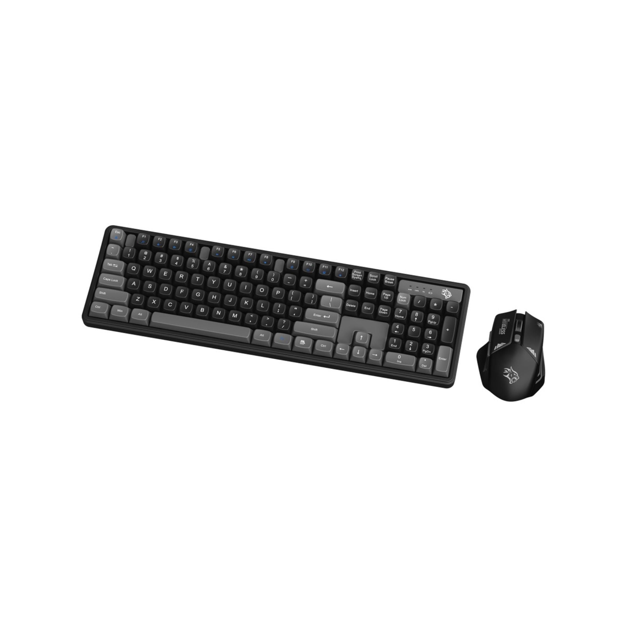Porodo Gaming Wireless Keyboard with Mouse, 1600 DPI, Plug & Play, Gaming Design, Compatible with Windows & Mac - Black / Gray