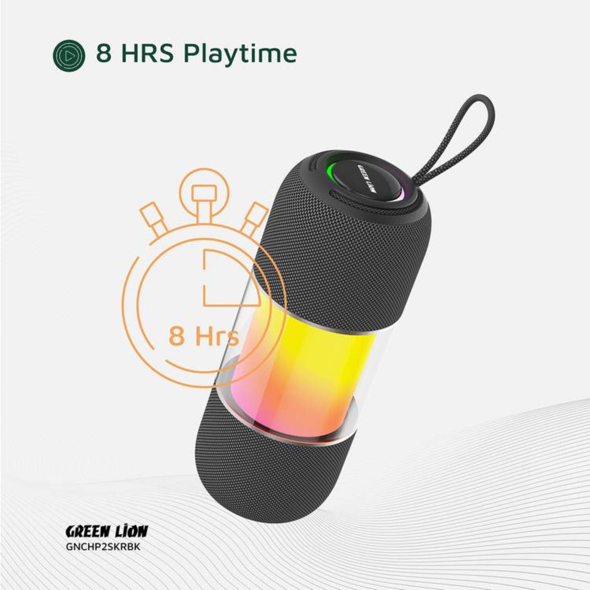 Green Lion Change Pro RGB Portable Speaker with True Wireless Stereo Function, 360° Audio, IPX7 Waterproof, 6 Hours Playtime, Extra Bass - Black