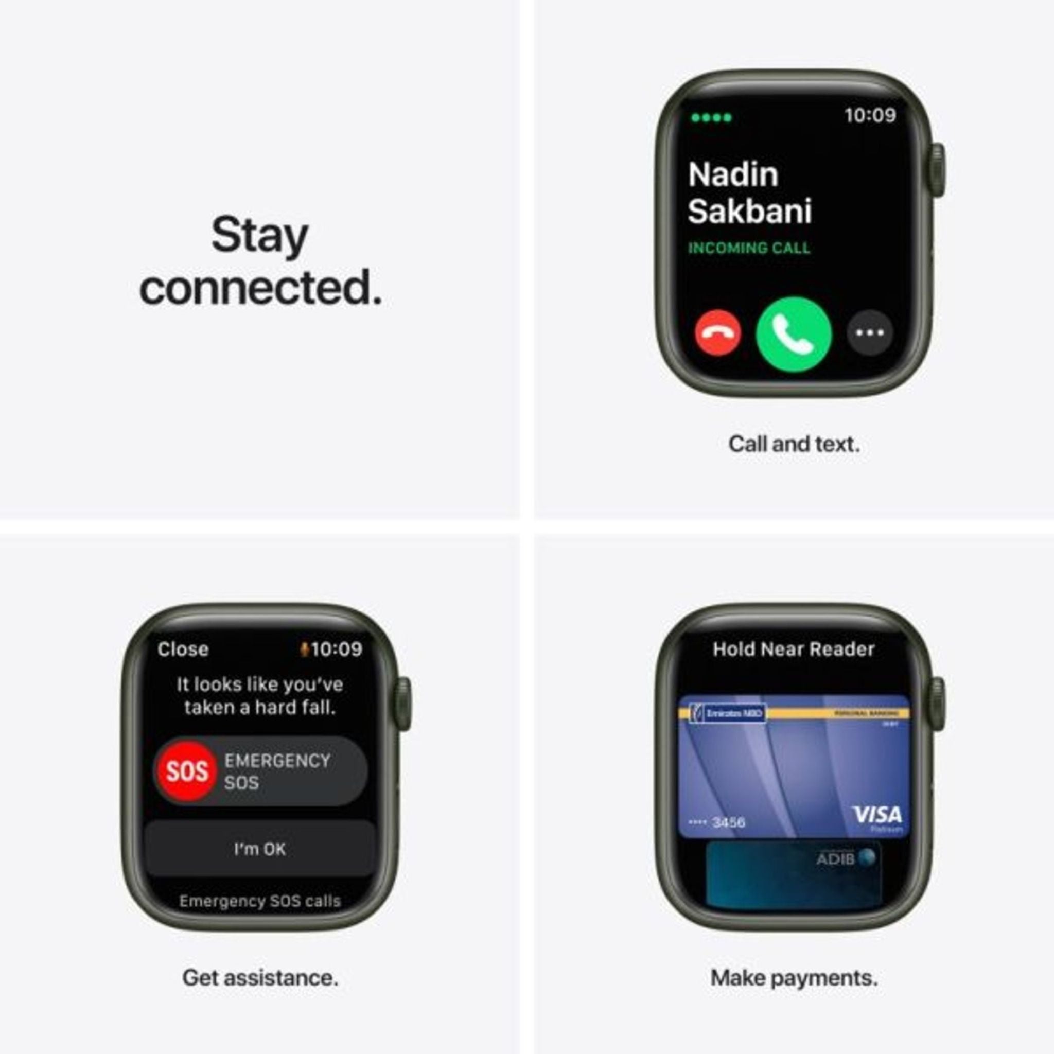 Apple Watch Series 7 GPS + Cellular, 45mm Green Aluminium Case with Clover Sport Band – Middle East Version