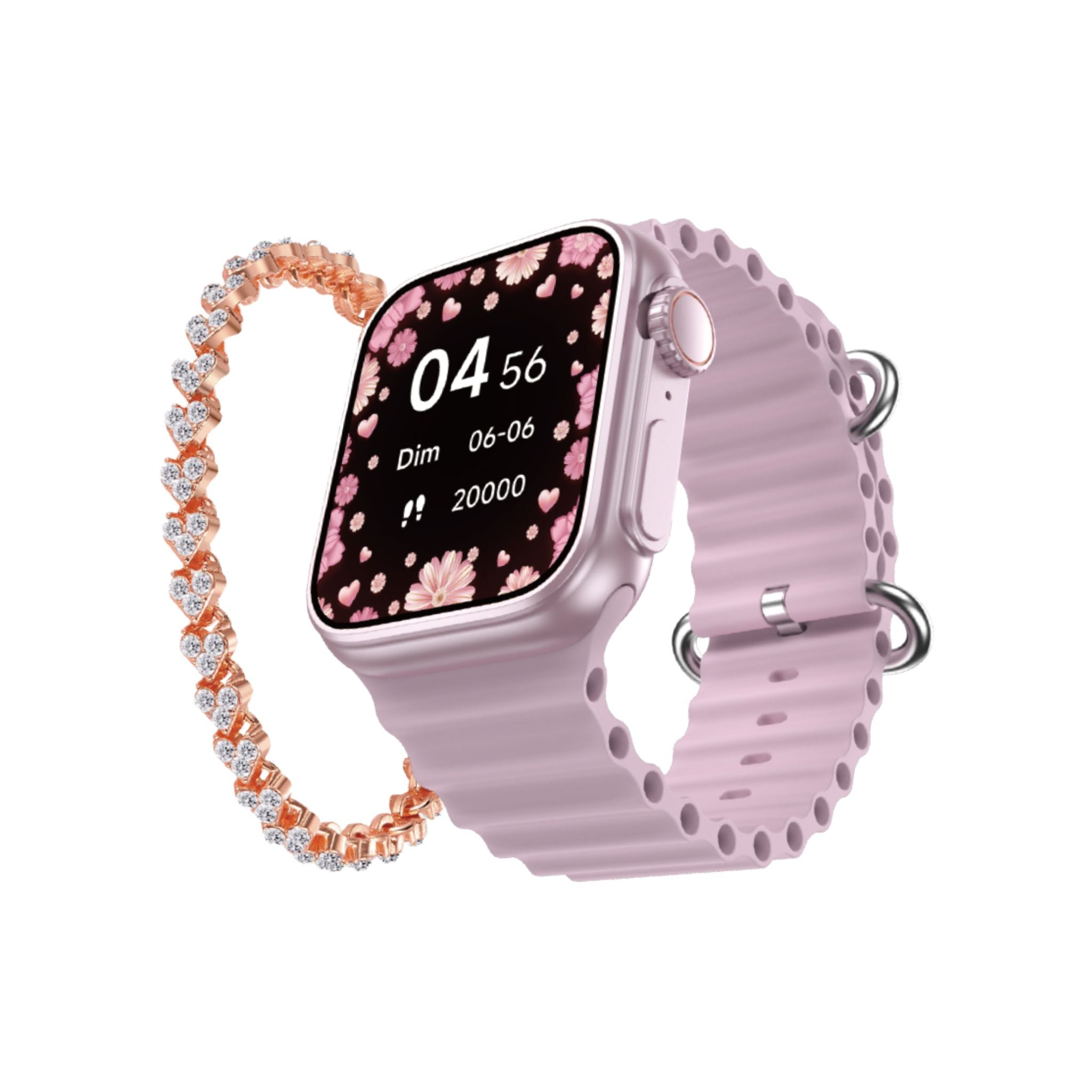 High End Ultra Mini 38MM Ladies Smart Watch, 3 Pairs of Stylish Straps, Wireless Charging, Android and iOS Compatibility, with , Free Gift Bracelet , Perfect Gift for Ladies