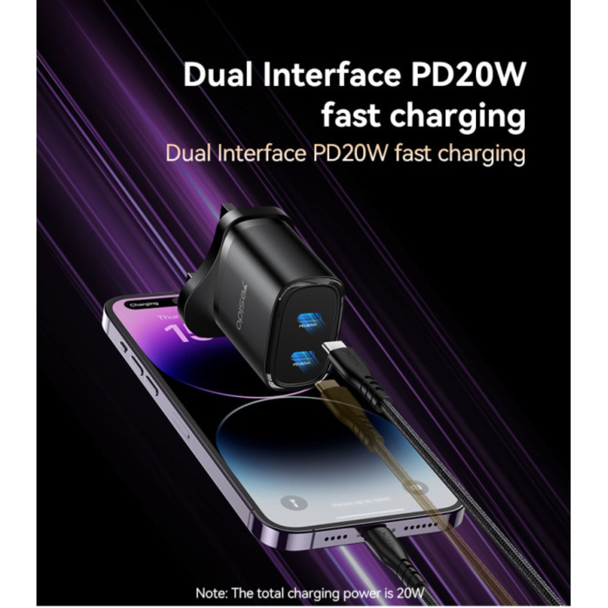 Yesido YC53 20W PD Fast Charging Home Charger | Type-C and Type-C and Lightning Port Charger Adapter