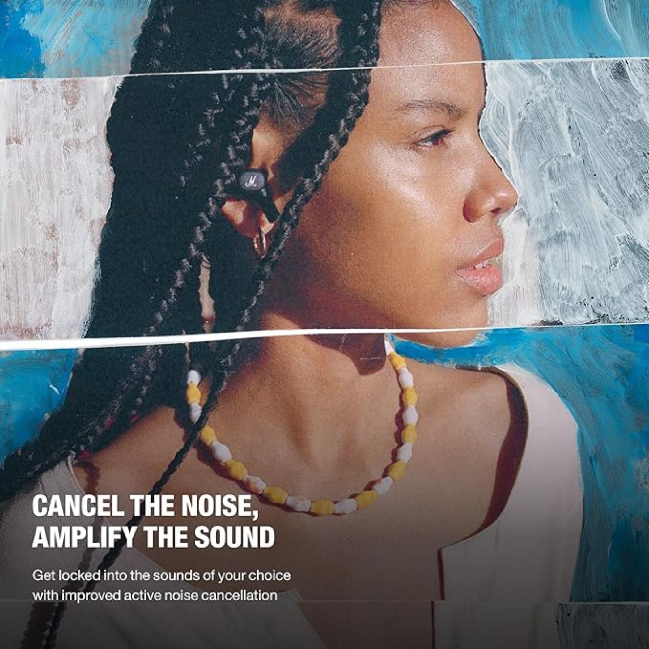 Marshall Motif II Wireless Earbuds with ANC, Touch Controls, Up to 30 Hours Playtime, Fast Charge, Water Resistant, Wireless Charging Compatible, Marshall Signature Sound - Black