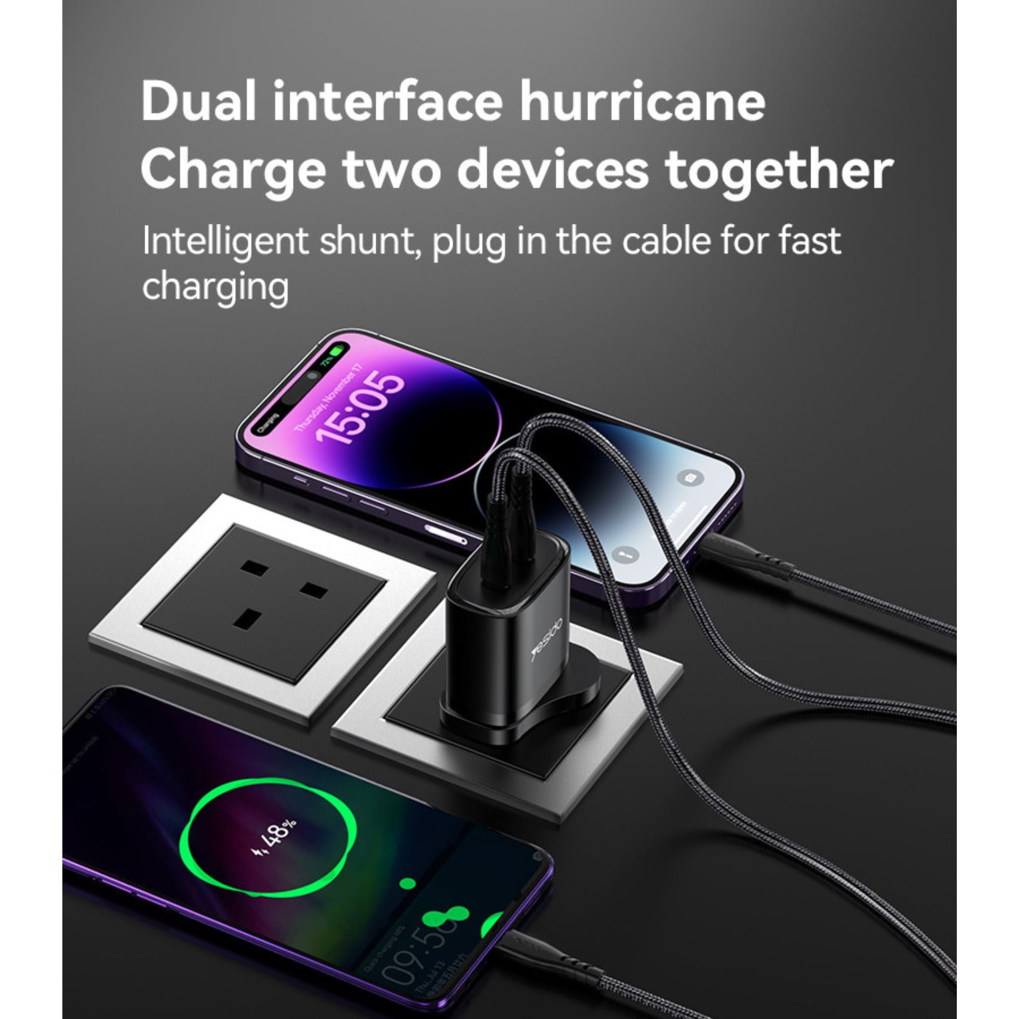 Yesido YC53 20W PD Fast Charging Home Charger | Type-C and Type-C and Lightning Port Charger Adapter