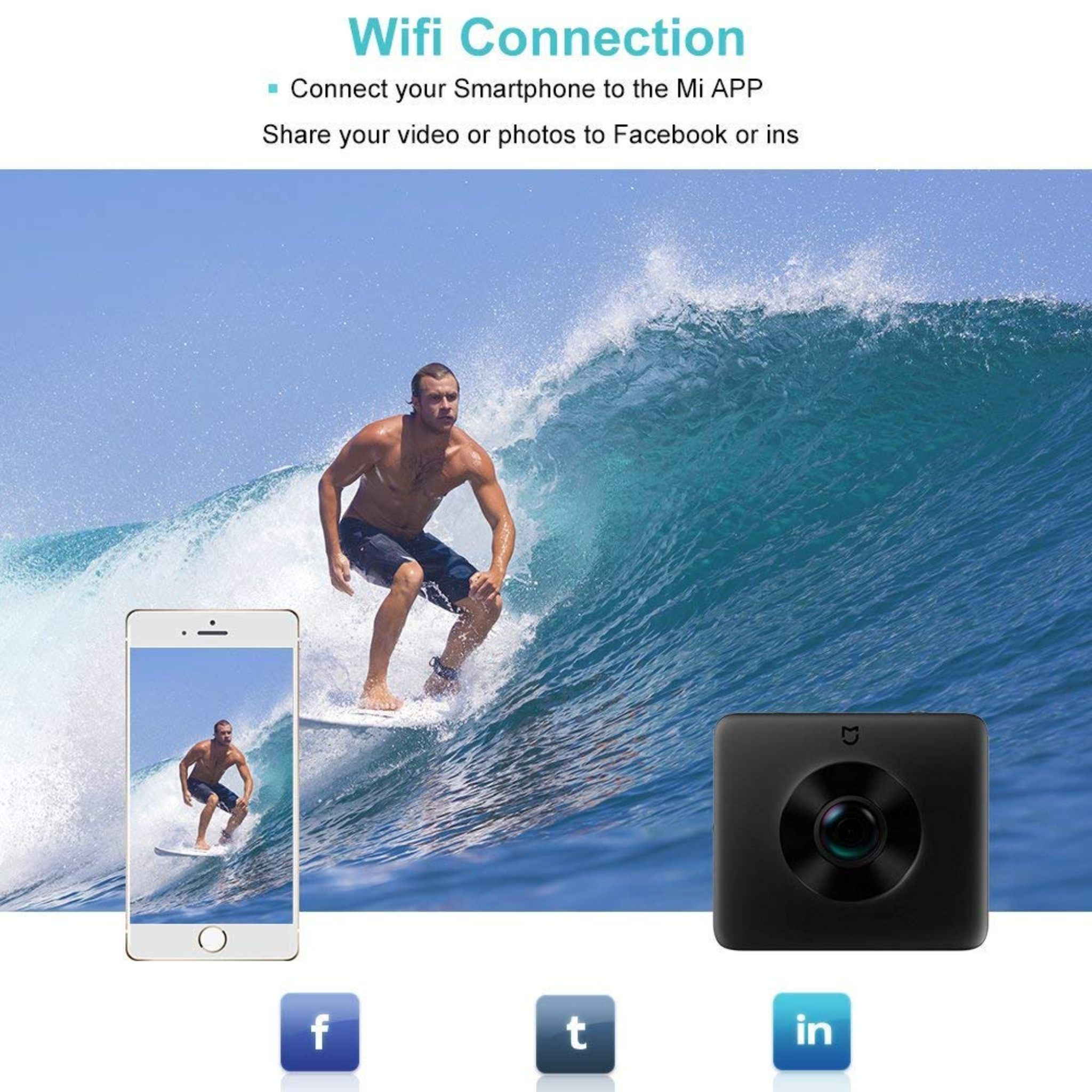 Xiaomi Mi Mi Sphere 23.88MP 3.5K 360 Degree Sports And Action Camera Kit - Black