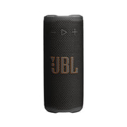 Black JBL portable speaker on a white background