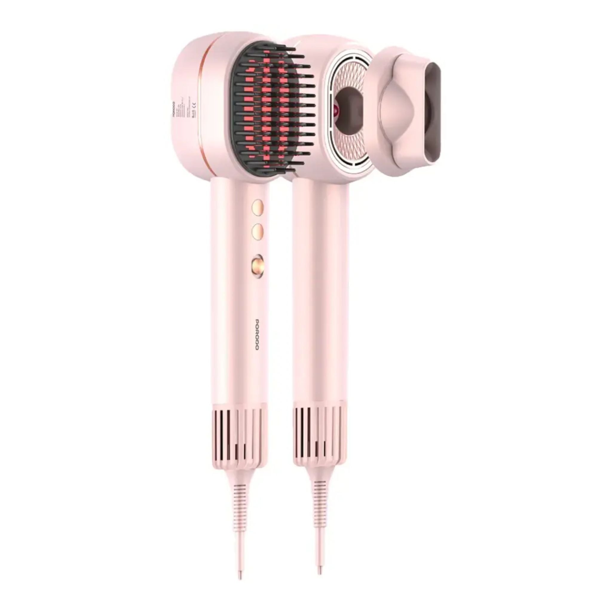 Porodo 2-In-1 Hair Dryer & Straightener Brush with Smart Temperature Control - Pink