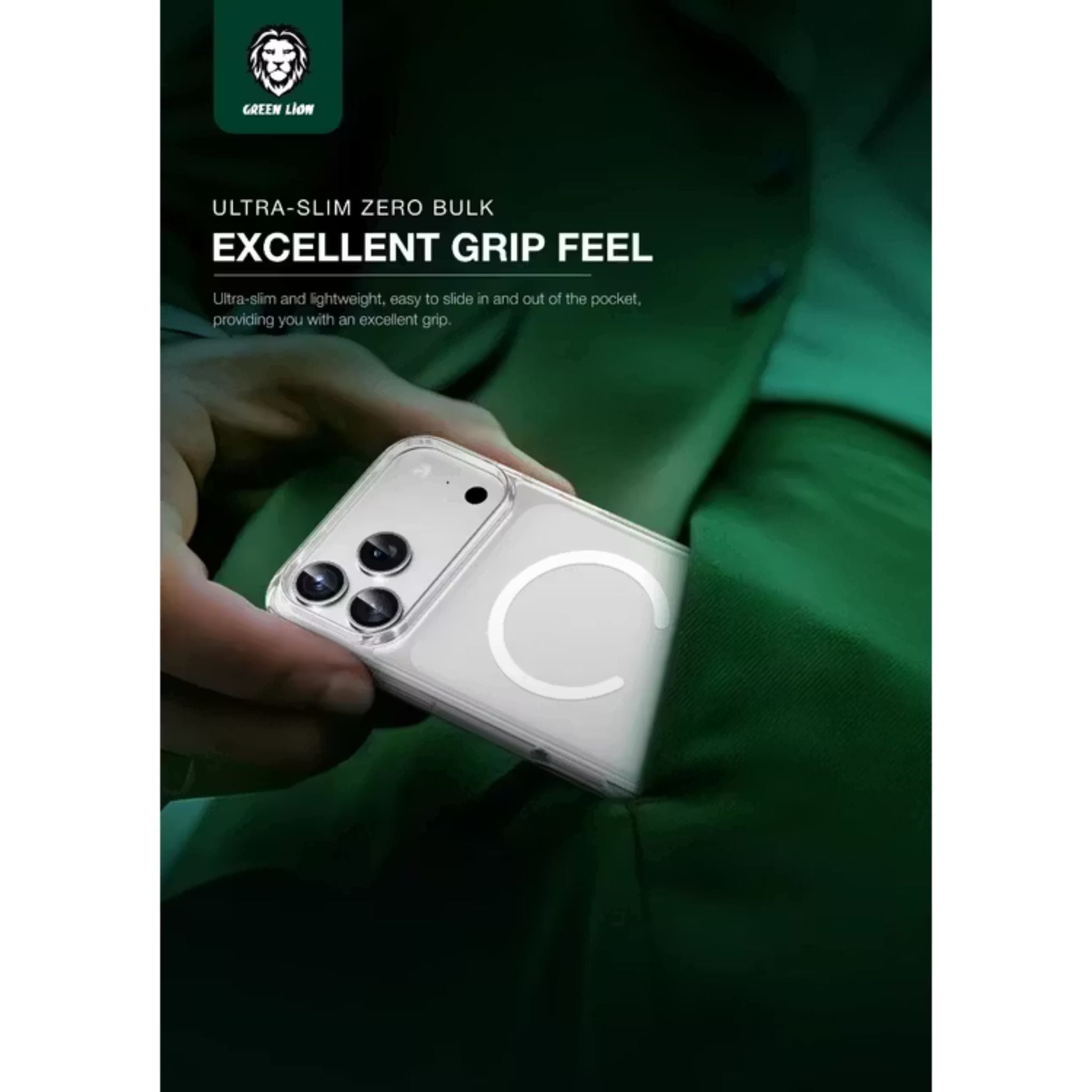 Green Lion MagSafe Crystal Clear Case for iPhone 17 Pro Max, N52 Strong Magnets, Ultra HD Clarity, Camera Protection, Anti-Scratch, Ultra Drop Protection, Precise Cutouts, Military-Level Protection - Clear