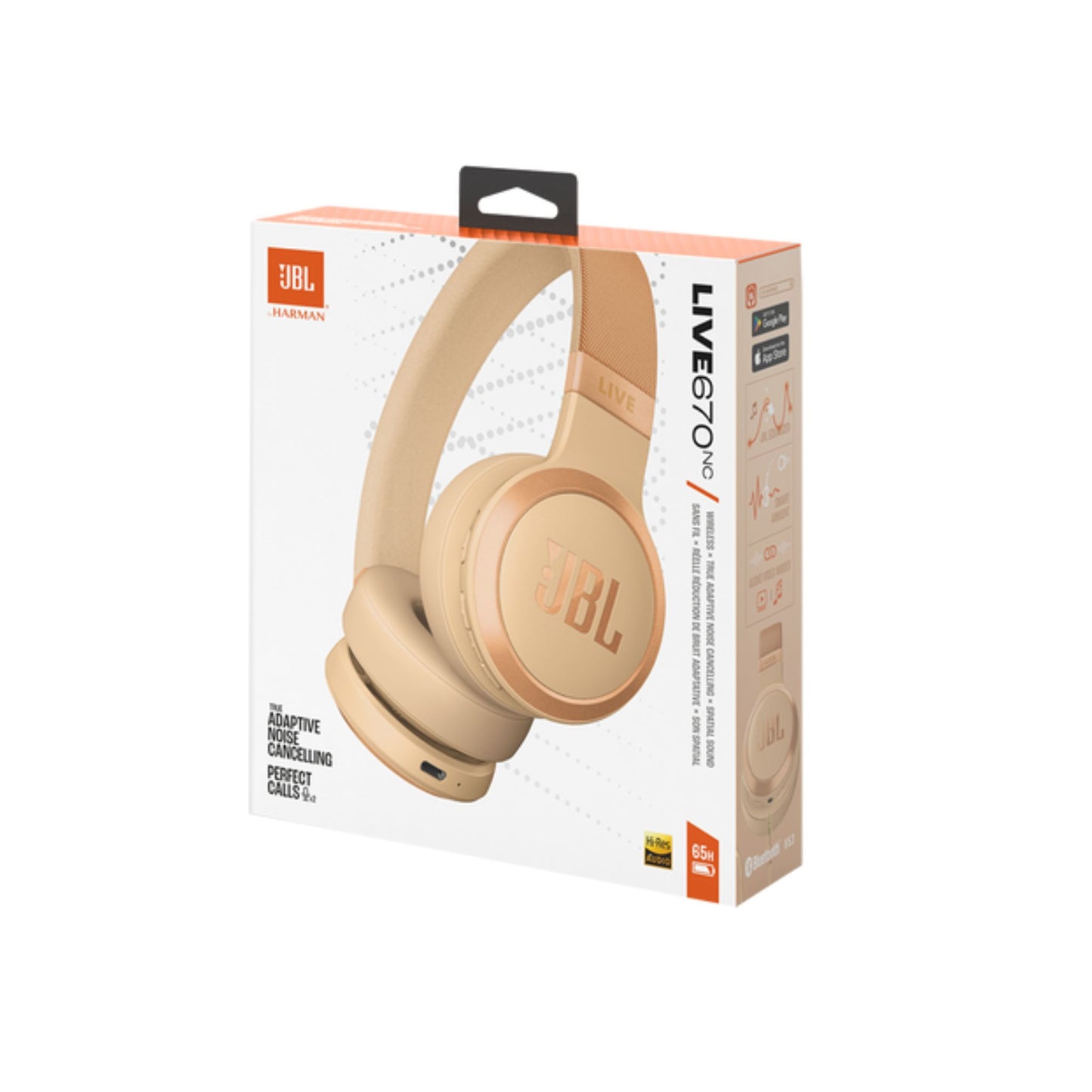 JBL LIVE 670NC Wireless On-Ear Headphones with True Adaptive Noise Cancelling Wireless Over-Ear Headphones, Pure Bass Sound, Smart Ambient, Bluetooth 5.3, Le Audio, VoiceAware, 64H Battery_Sandal