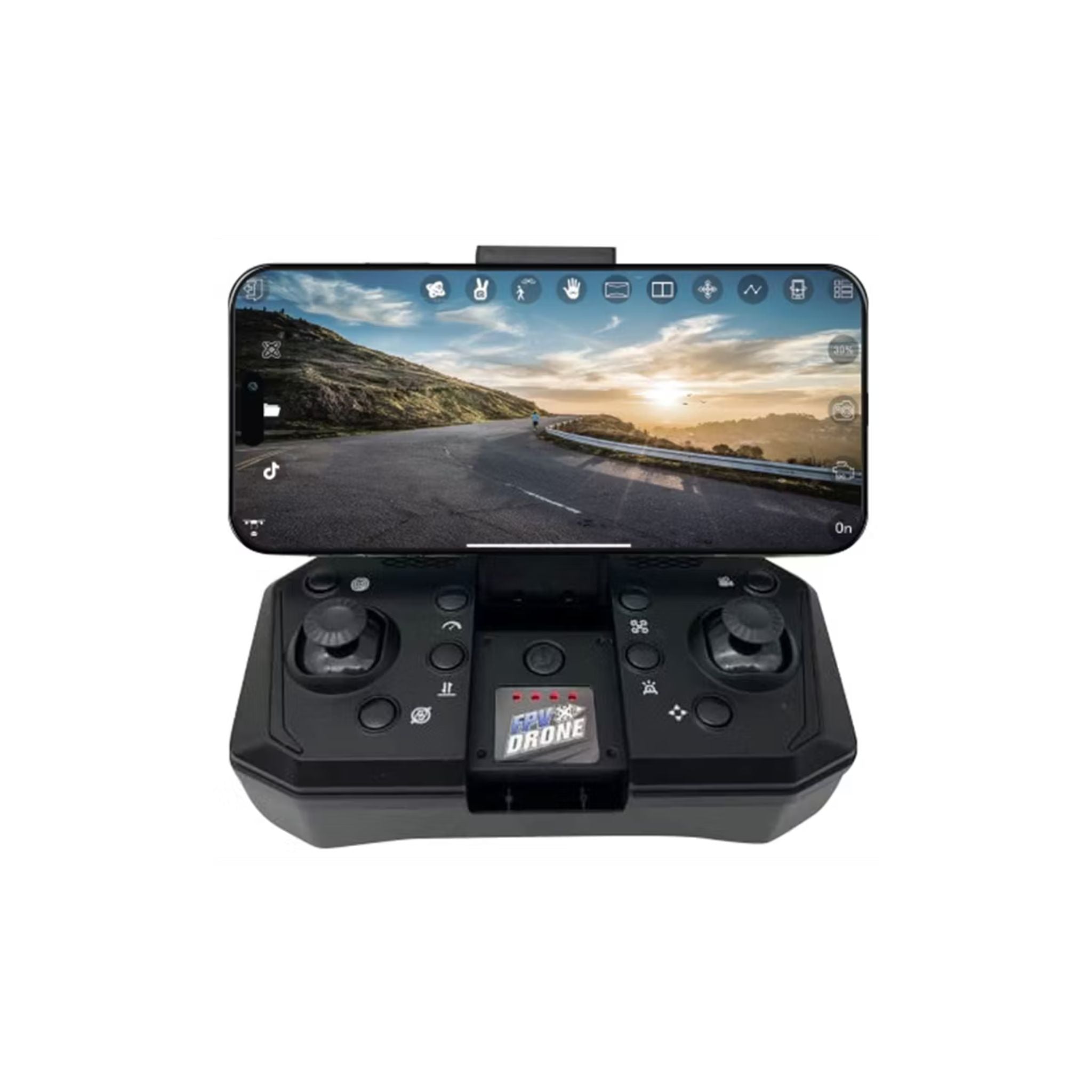 Porodo Aerovision FPV Drone, Lithium Battery, 100M Operational Distance, 360° Obstacle Avoidance, Optical Flow Positioning, 6 Axis Gyro Stabilizer, 15 Minutes Flying Time - Black