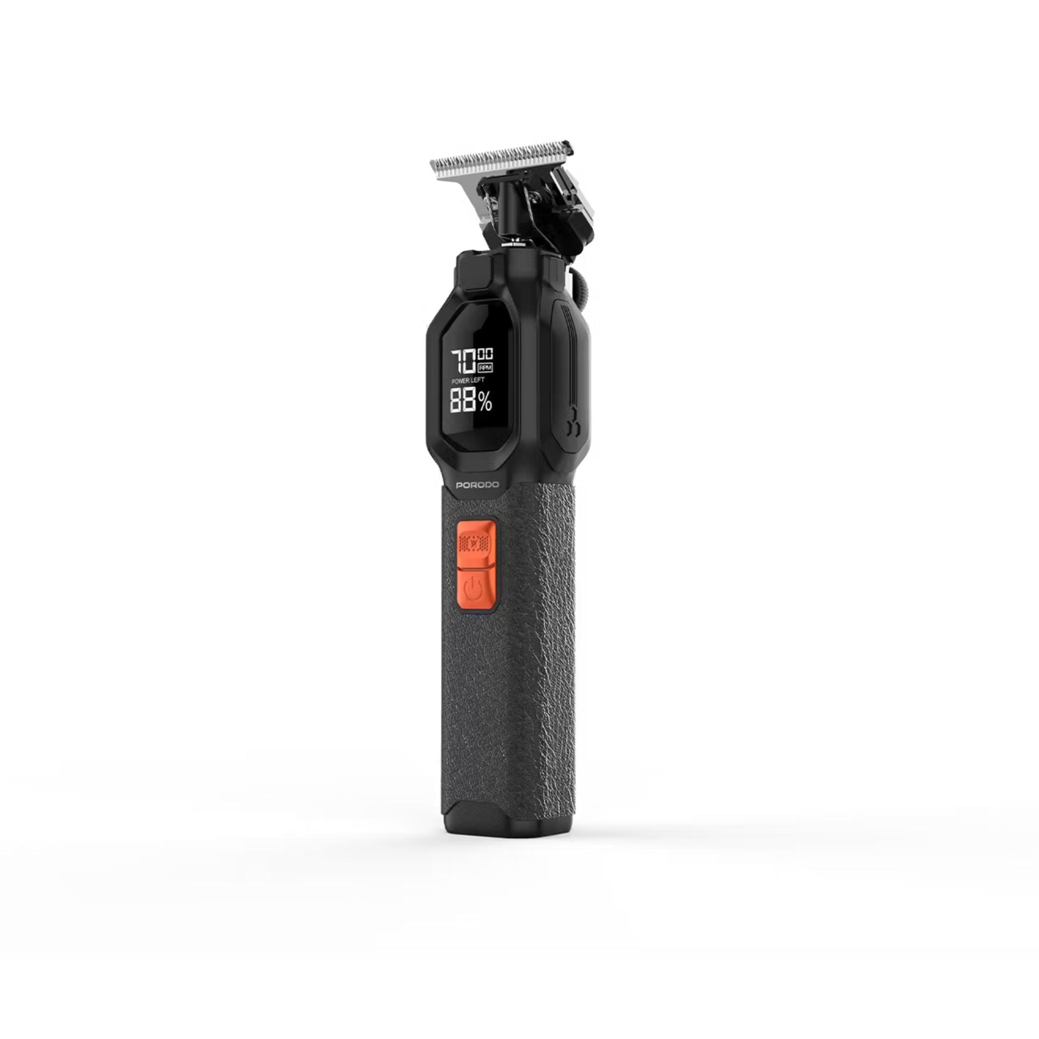 Porodo Multi-Purpose Trio Grooming Kit with Hair Clipper & Beard Shaver, 5W Rated Power, 200 Minutes Working Time, 4 Combs, 2000mAh Battery Capacity, LED Digital Display, 7000RPM Motor Speed, USB-C Charging - Black