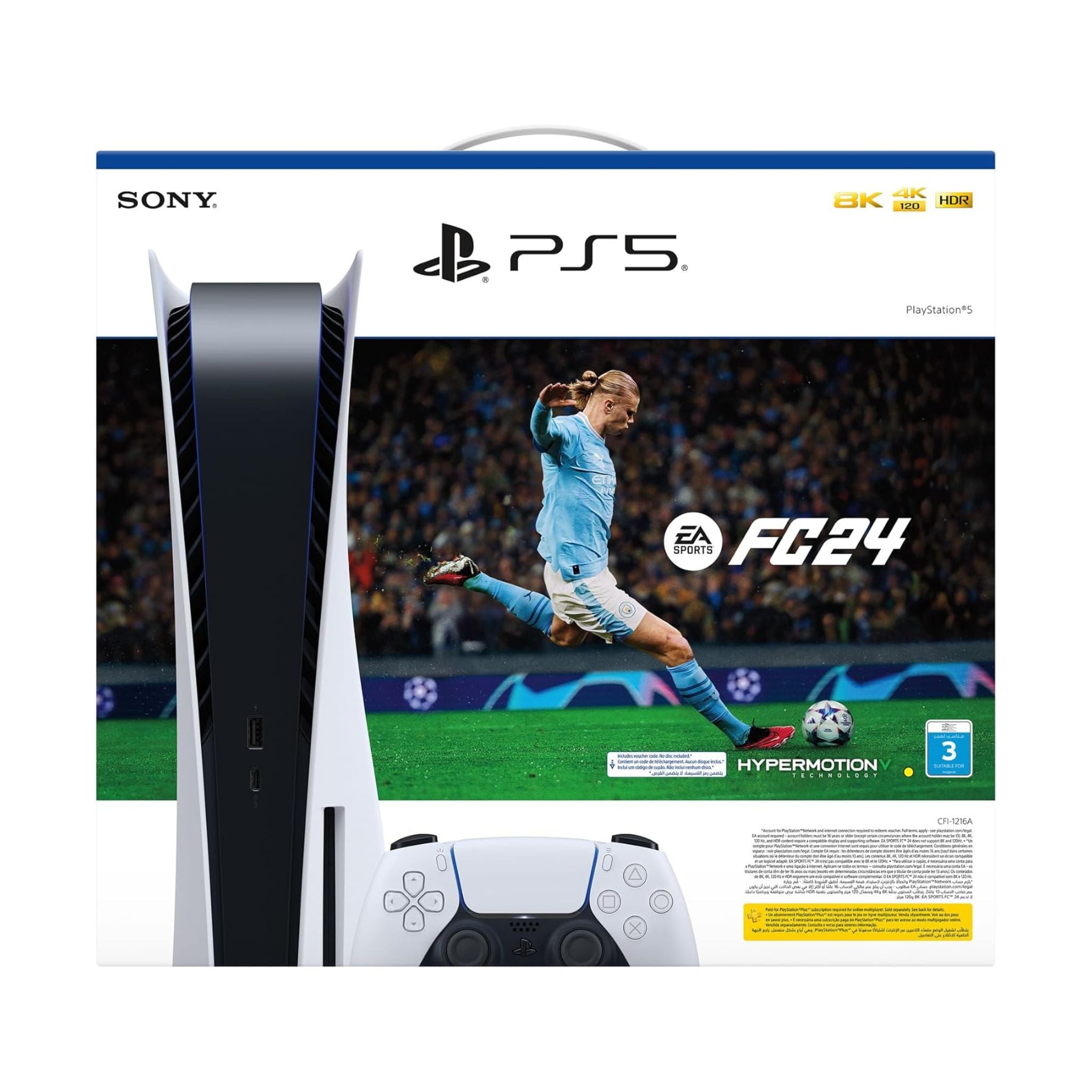 Sony PlayStation 5 Disc Console White – Middle East Version + FC24 Voucher Bundle
