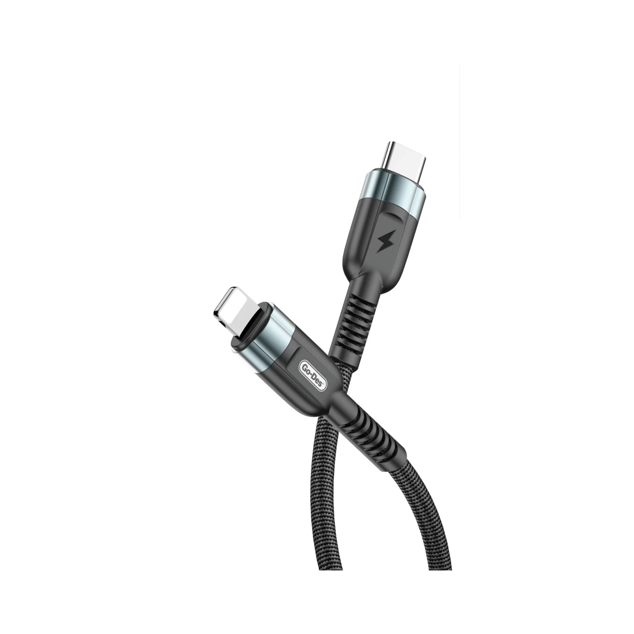 Two black cables with connectors on a white background