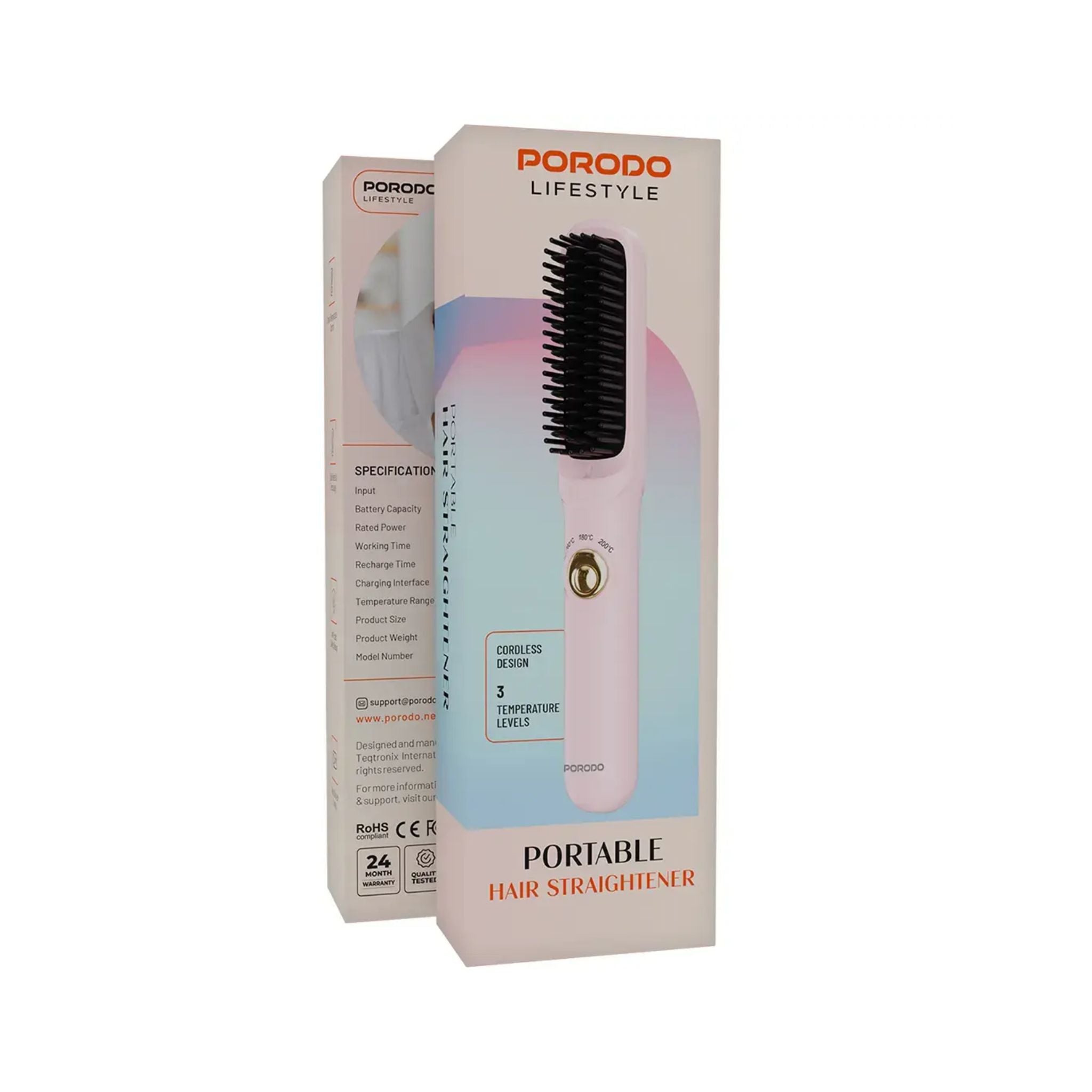 Porodo Lifestyle Portable Hair Straightener - Pink