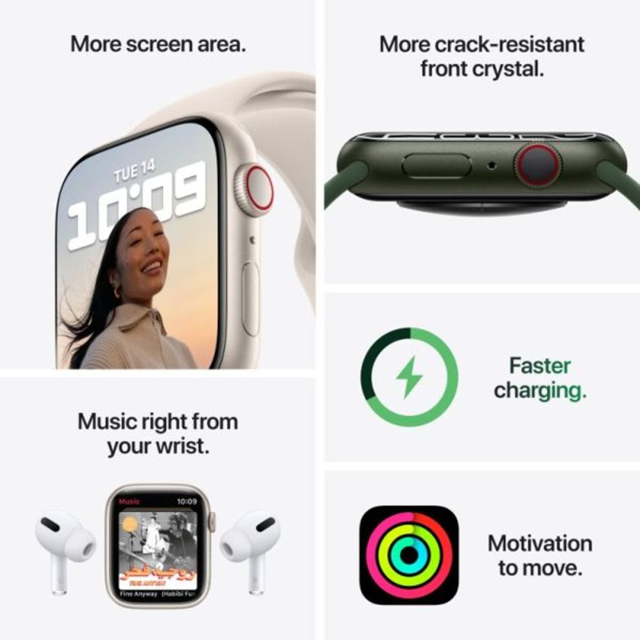 Apple Watch Series 7 GPS + Cellular, 45mm Green Aluminium Case with Clover Sport Band – Middle East Version