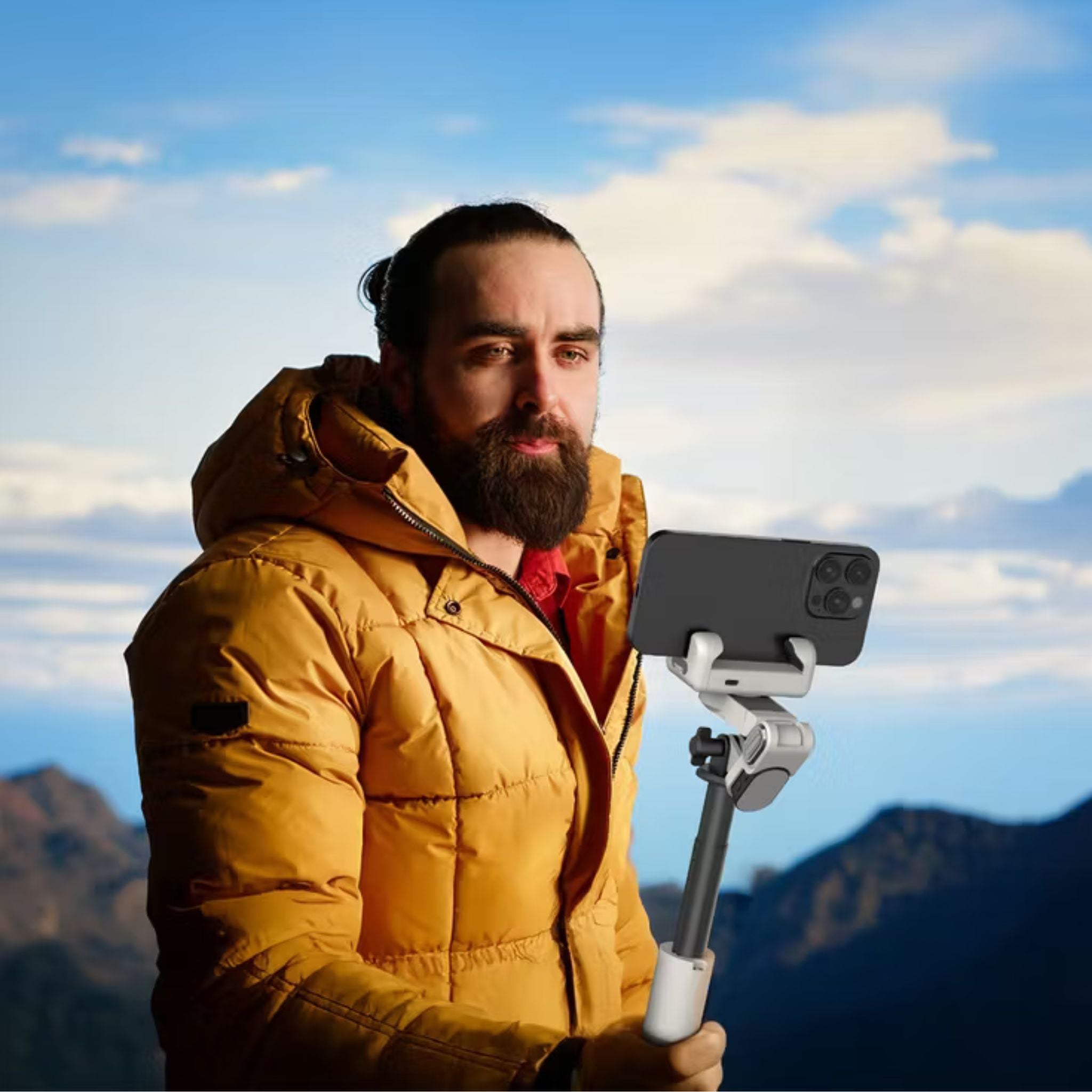 Green Lion Palermo Gimbal Tripod Stand with Remote Control, 3-Mode Shooting, Single Axis Stabilizer, Universal Phone Holder, 4-7 Hours Working Time, 60–84mm Phone Holder Size - White
