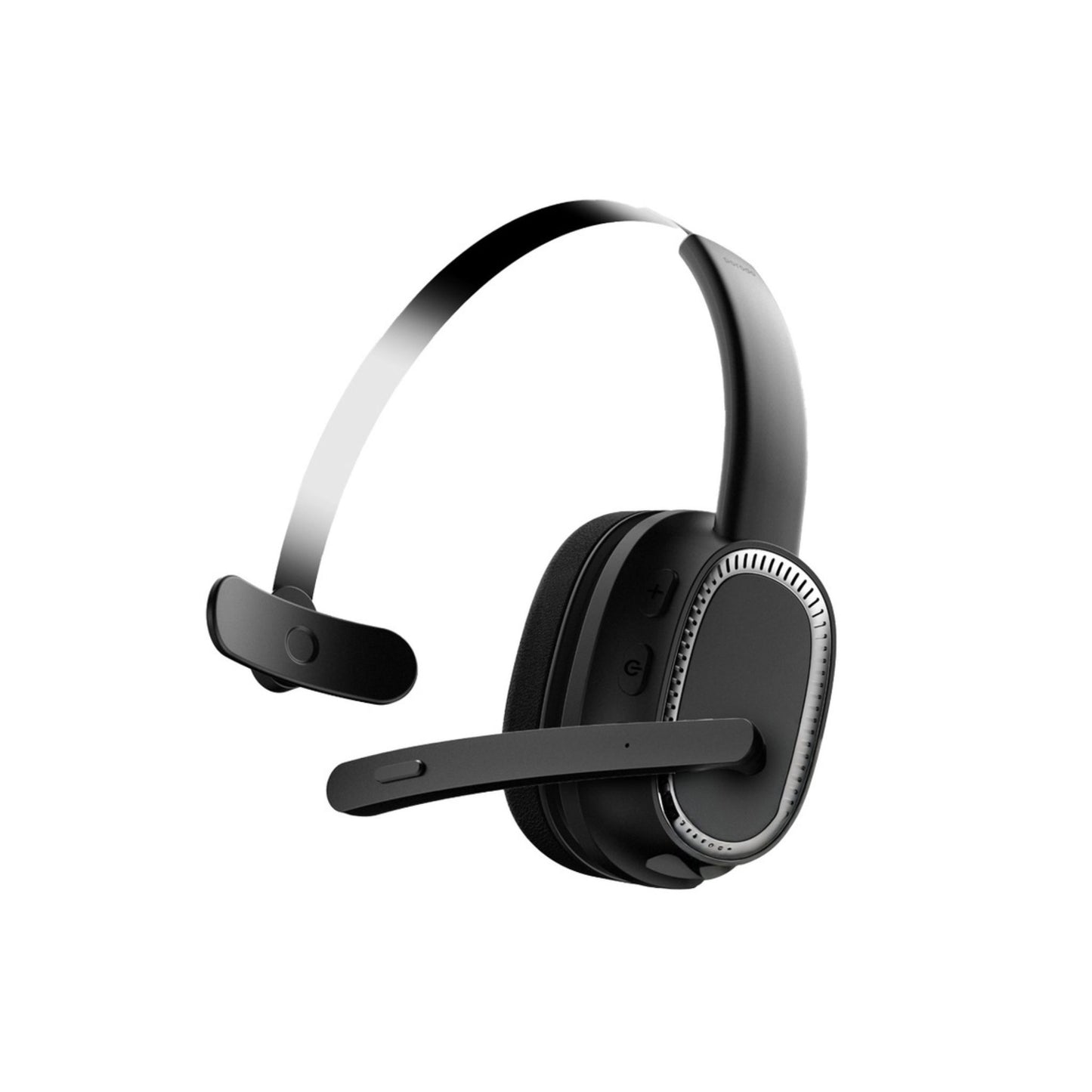 Porodo Mono Headphone with Microphone Noise Cancelling Microphone Mute Button Adjustable Headband ENC Flexible 270° Rotating Microphone Seamless Sound Bluetooth V5.2 15 Hours Working Time - Black